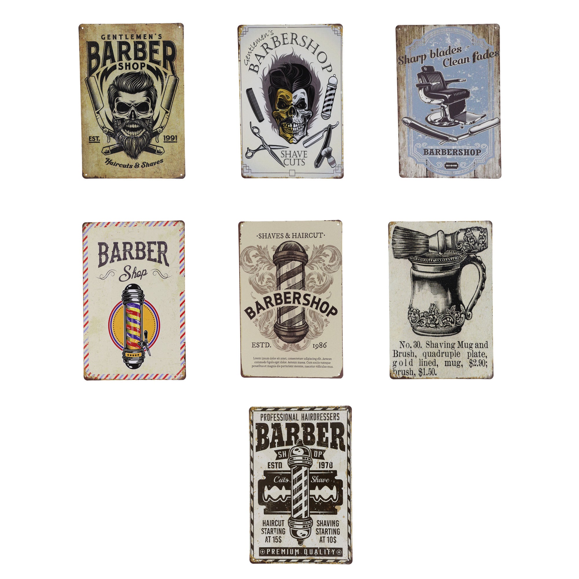 Insegna Metallica Vintage Gentleman's Barber Shop 20x30 Cm - Decorazione Da Parete Per Barbieri, Garage E Locali