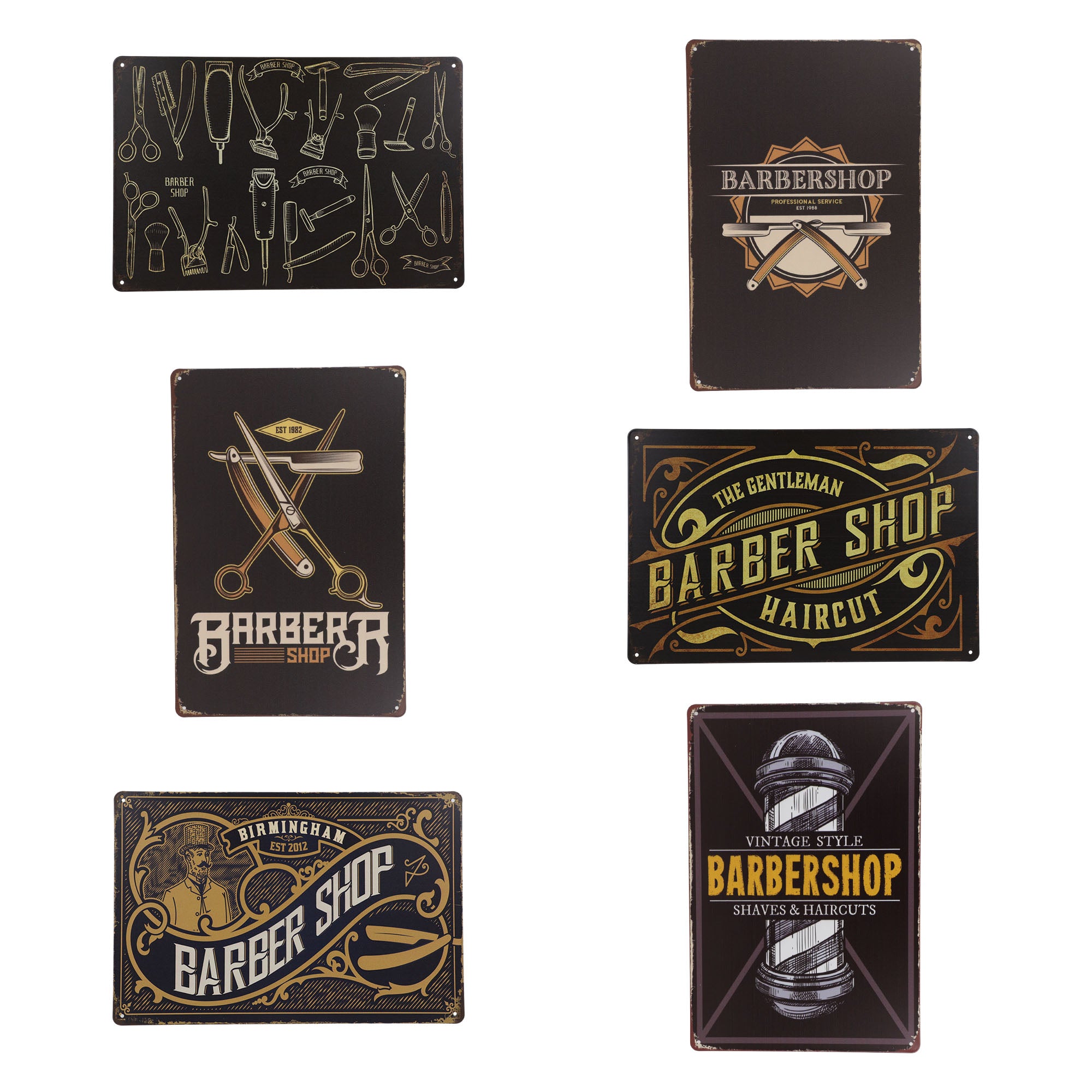 Insegna Metallica Vintage Gentleman's Barber Shop 20x30 Cm - Decorazione Da Parete Per Barbieri, Garage E Locali