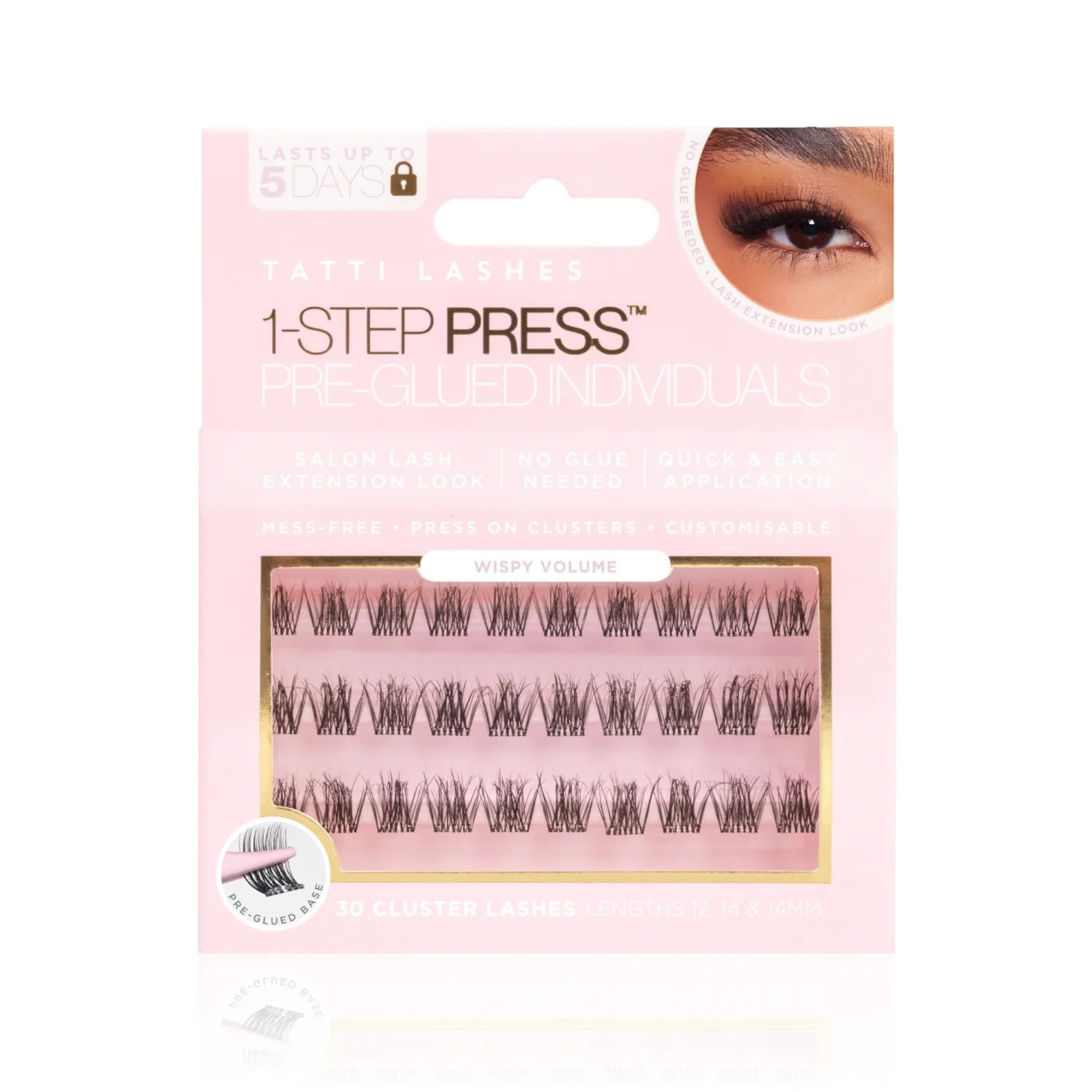 Tatti Lashes - 1-Step Press Pre-Glued Individual Cluster Lashes Wispy Volume