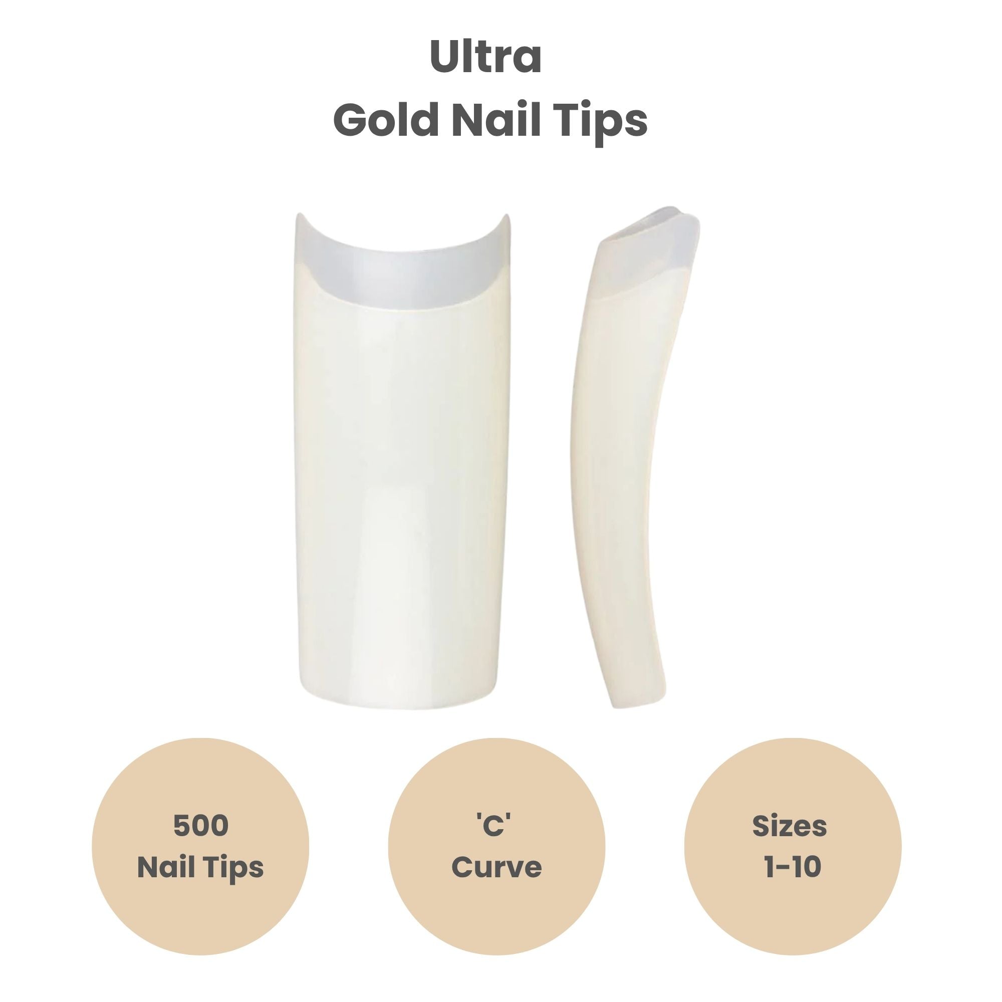 Gelluv - Ultra Gold Nail Tips 1-10 Sizes 500pcs