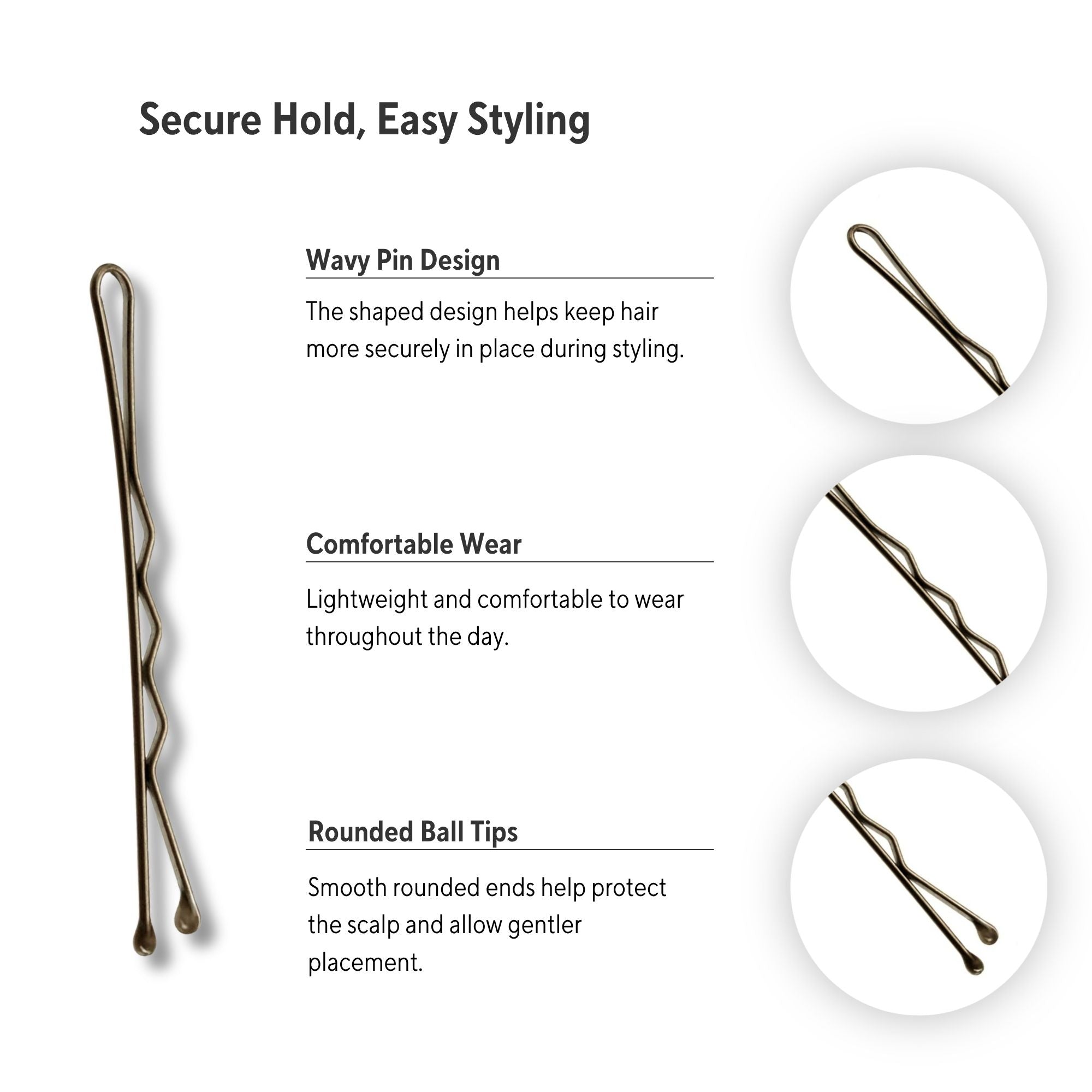 Eson - Brown Kirby Grips – Wavy Hair Grips 5cm