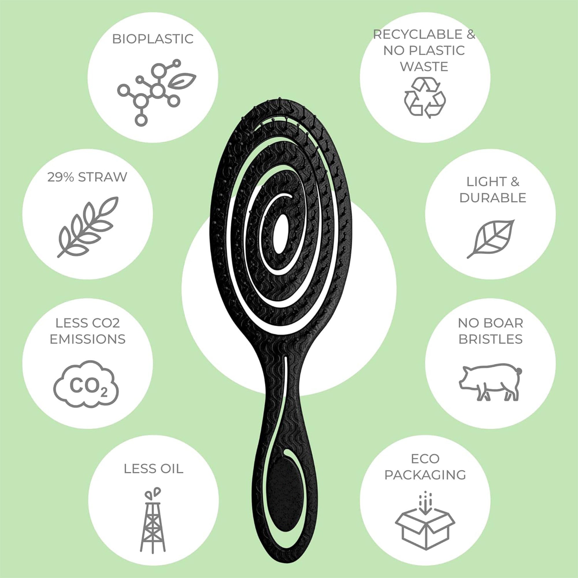 Head Jog - Detangler Straw Brush Monochrome 22.5cm