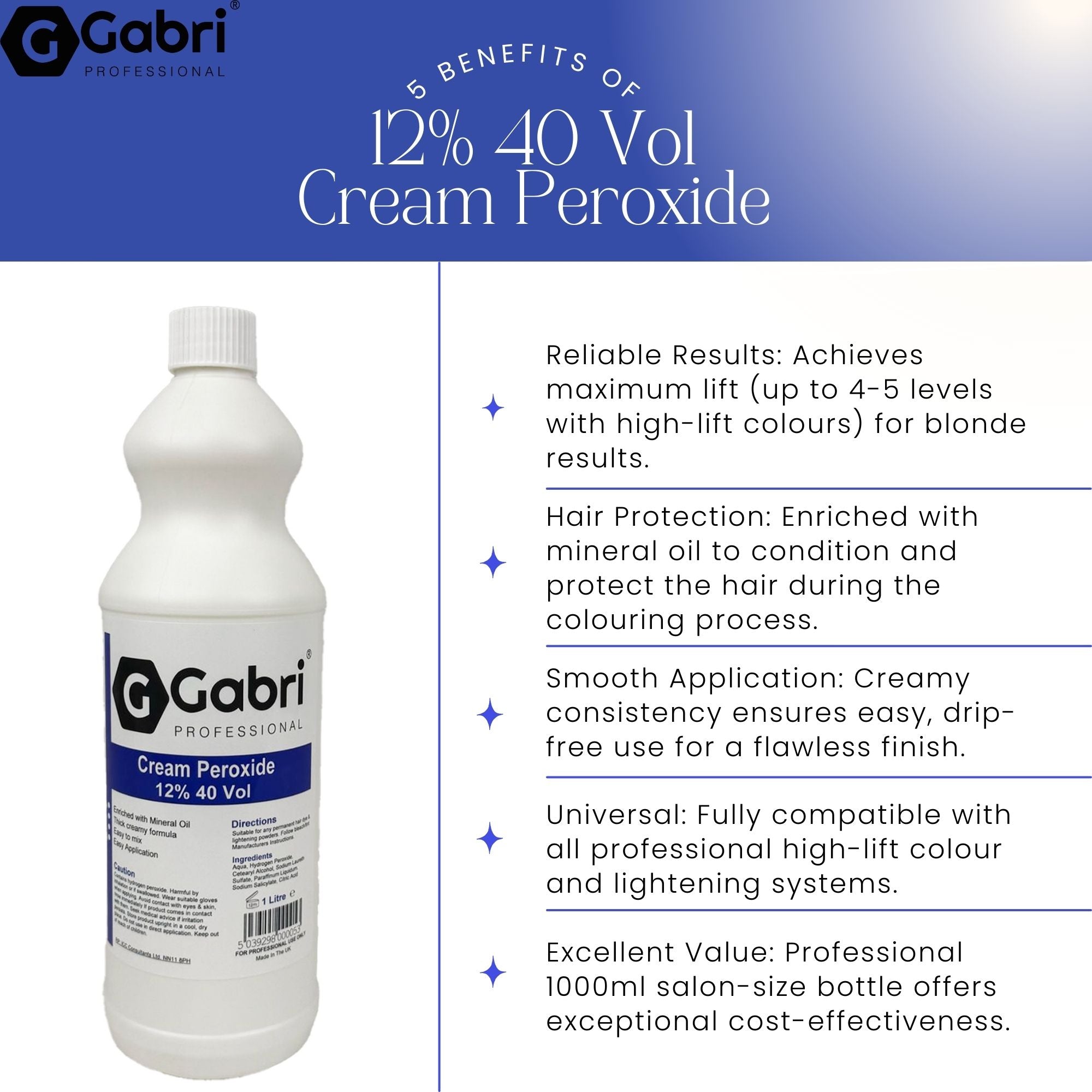 Gabri Professional - Cream Peroxide 12% 40 Vol 1000ml