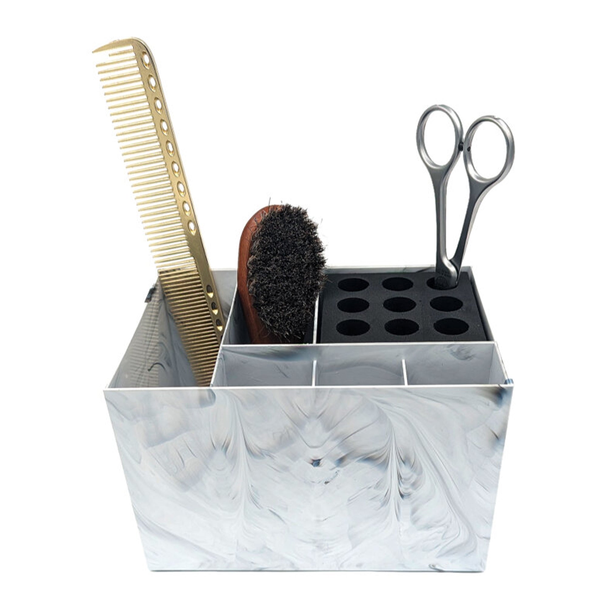 Eson - Scissor & Brush Holder Non-Slip Storage Box (White Marble)