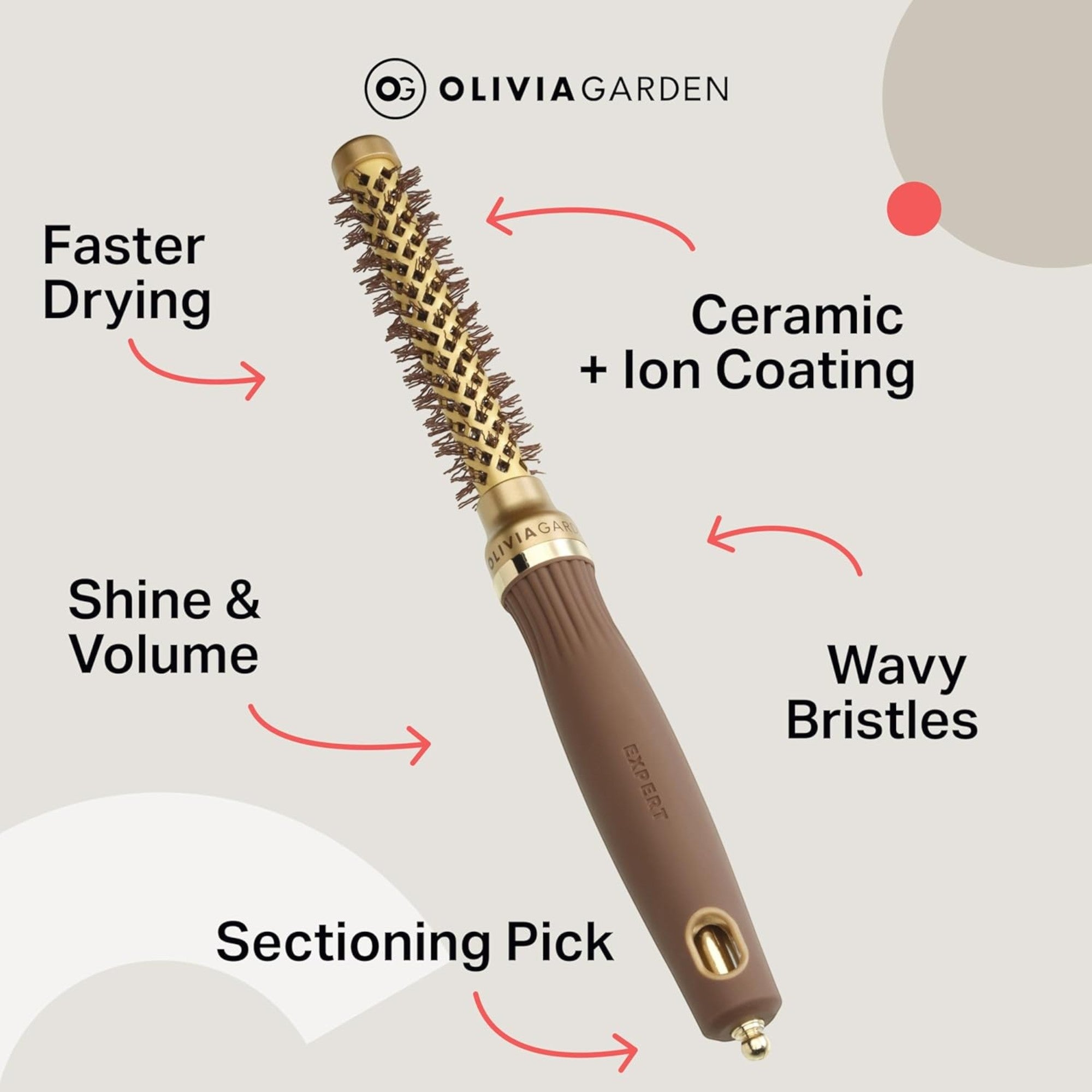Olivia Garden - Expert Blowout Shine Wavy Bristles Gold & Brown 15mm