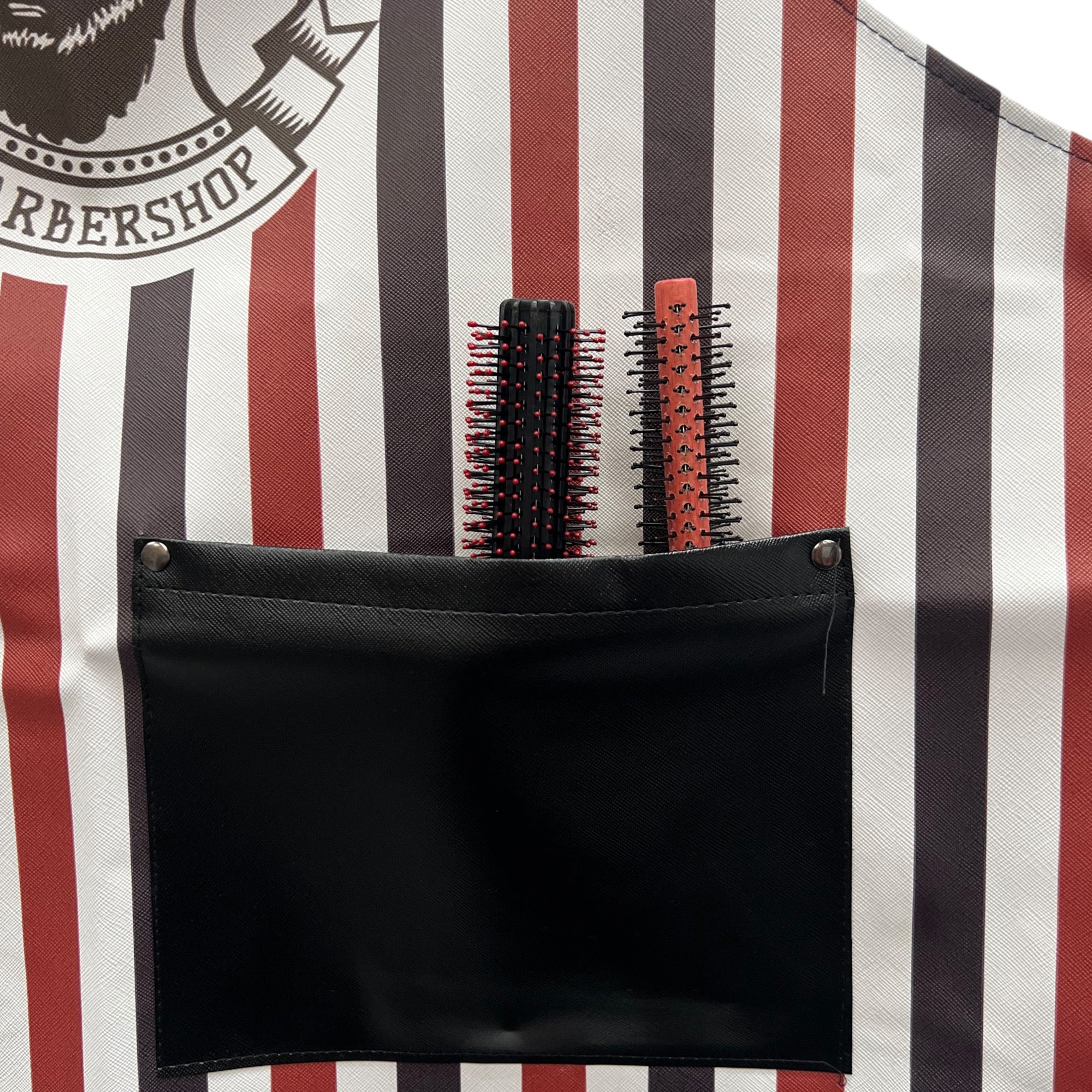 Gabri - Barber Hairdressing Hair Cutting Apron Red Blue & White Adjustable Stripes
