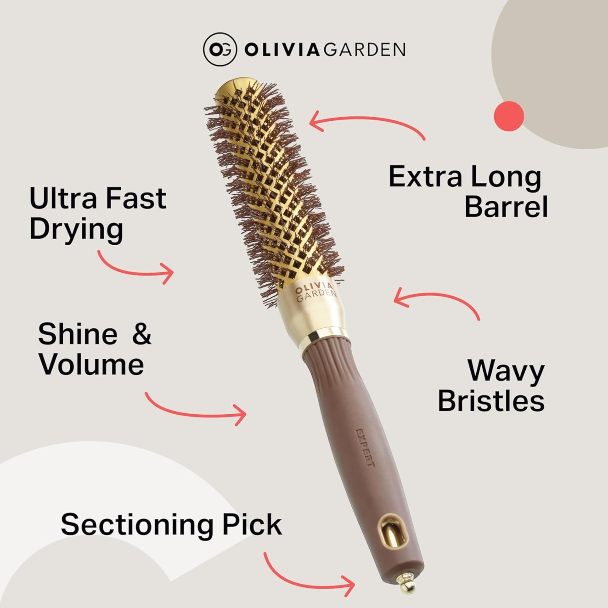 Olivia Garden - Expert Blowout Shine Wavy Bristles Gold & Brown 25mm