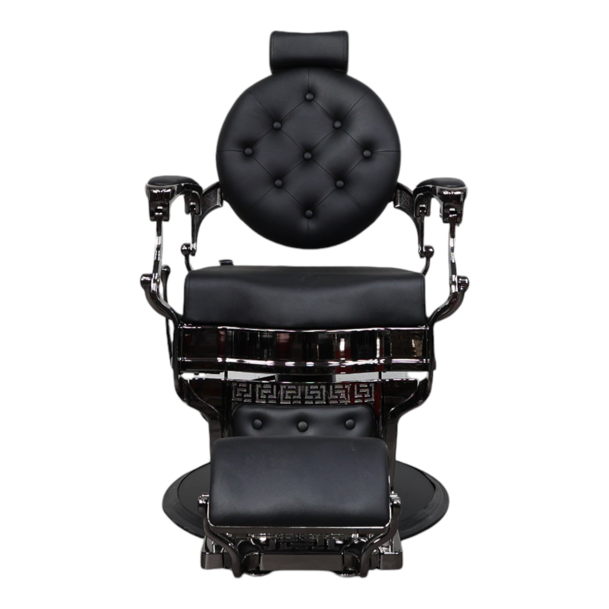 Barber Chair - Vintage Style Black & Shinny Black Accents