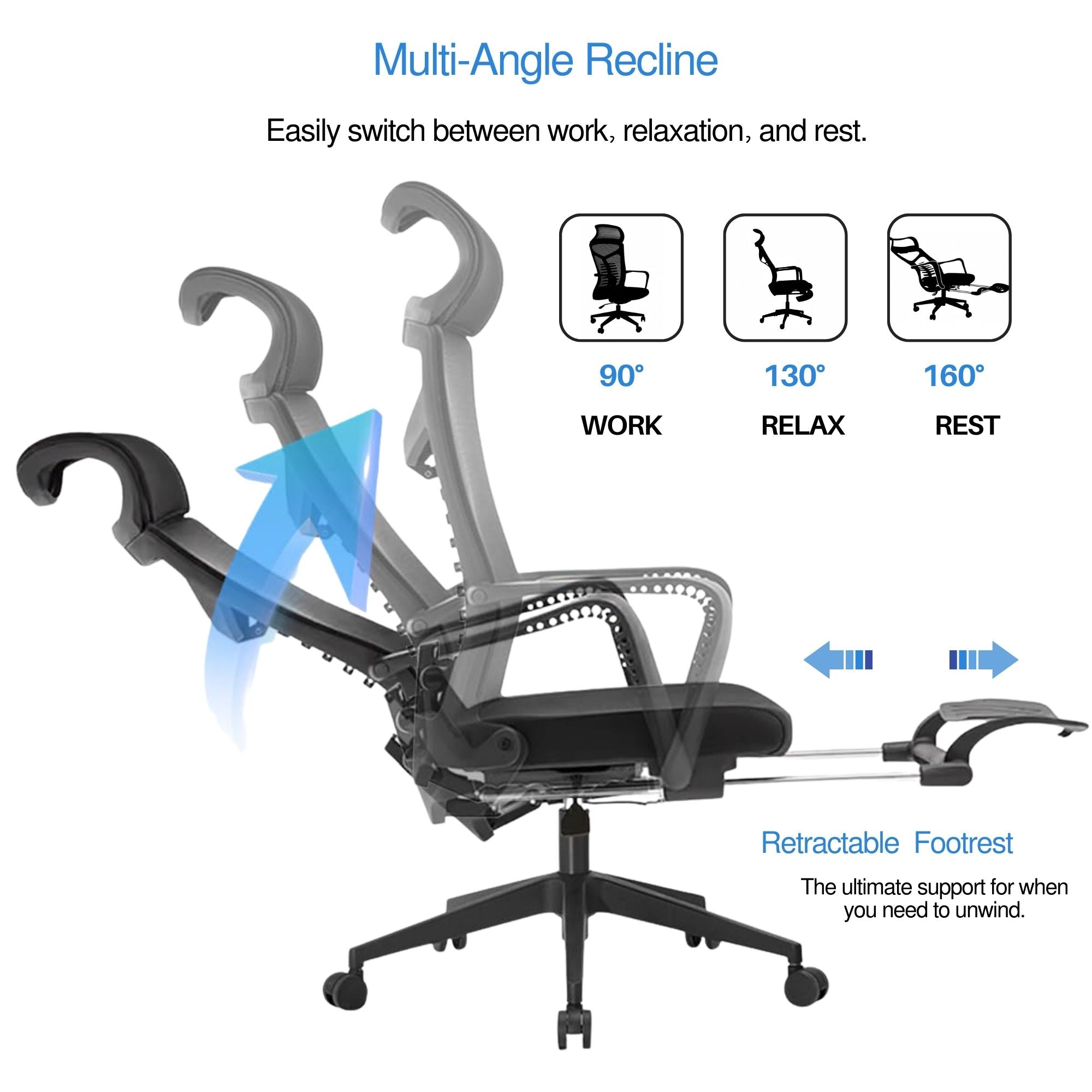 Eson - Ergonomic Swivel Chair with Lumbar Support & Footrest
