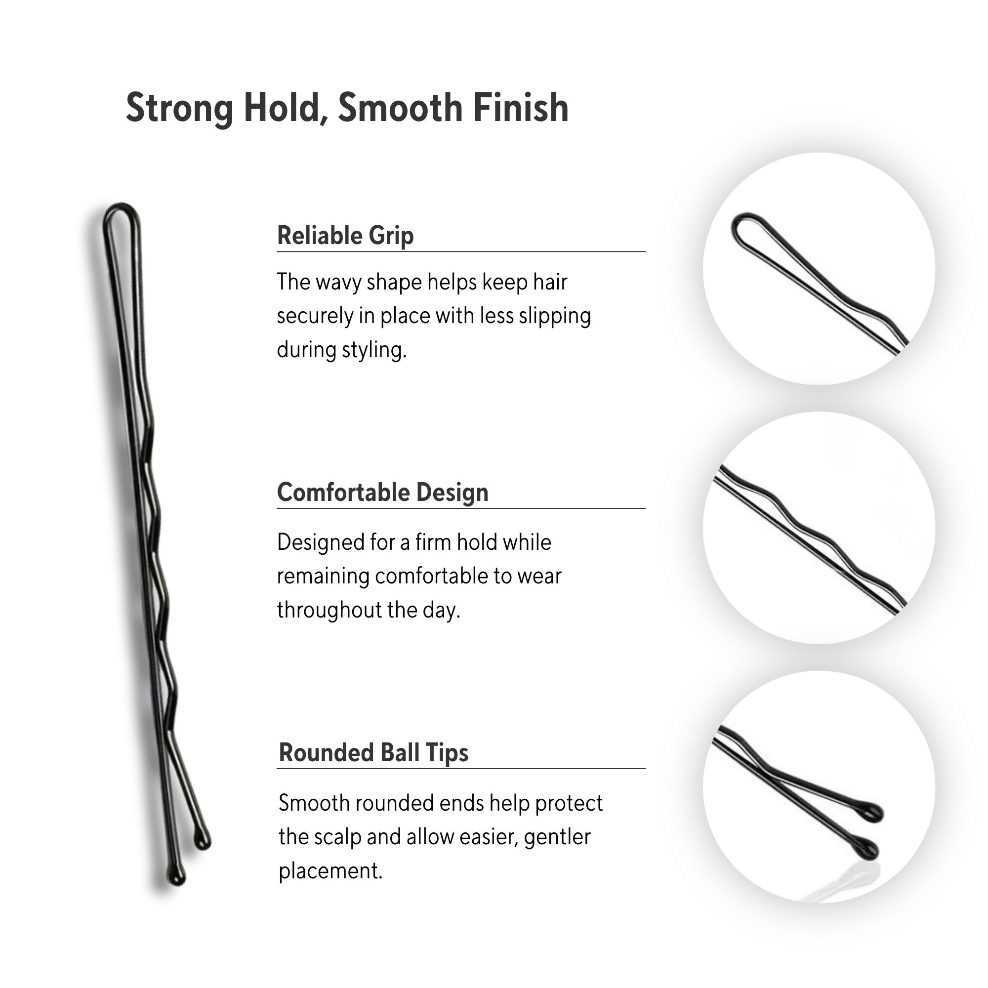 Eson - Black Kirby Grips – Wavy Hair Grips 5cm