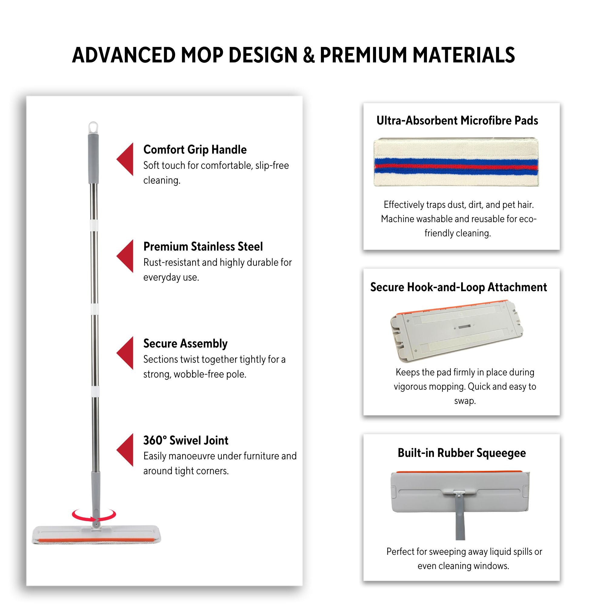 Scratch - Dual-Chamber Mop & Bucket System with 3 Washable Microfibre