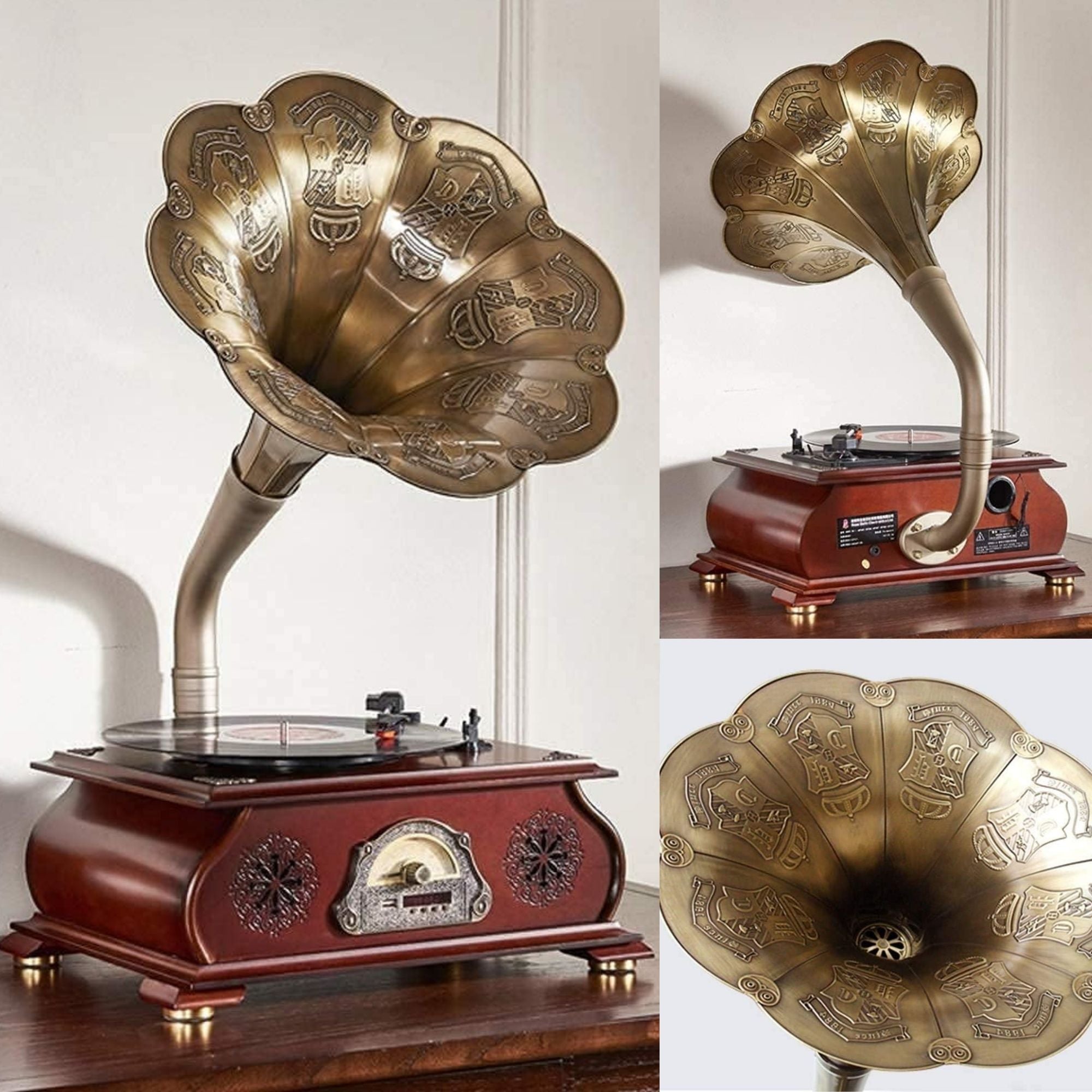Eson - Vintage Style Gramophone Bluetooth & Vinyl Music System