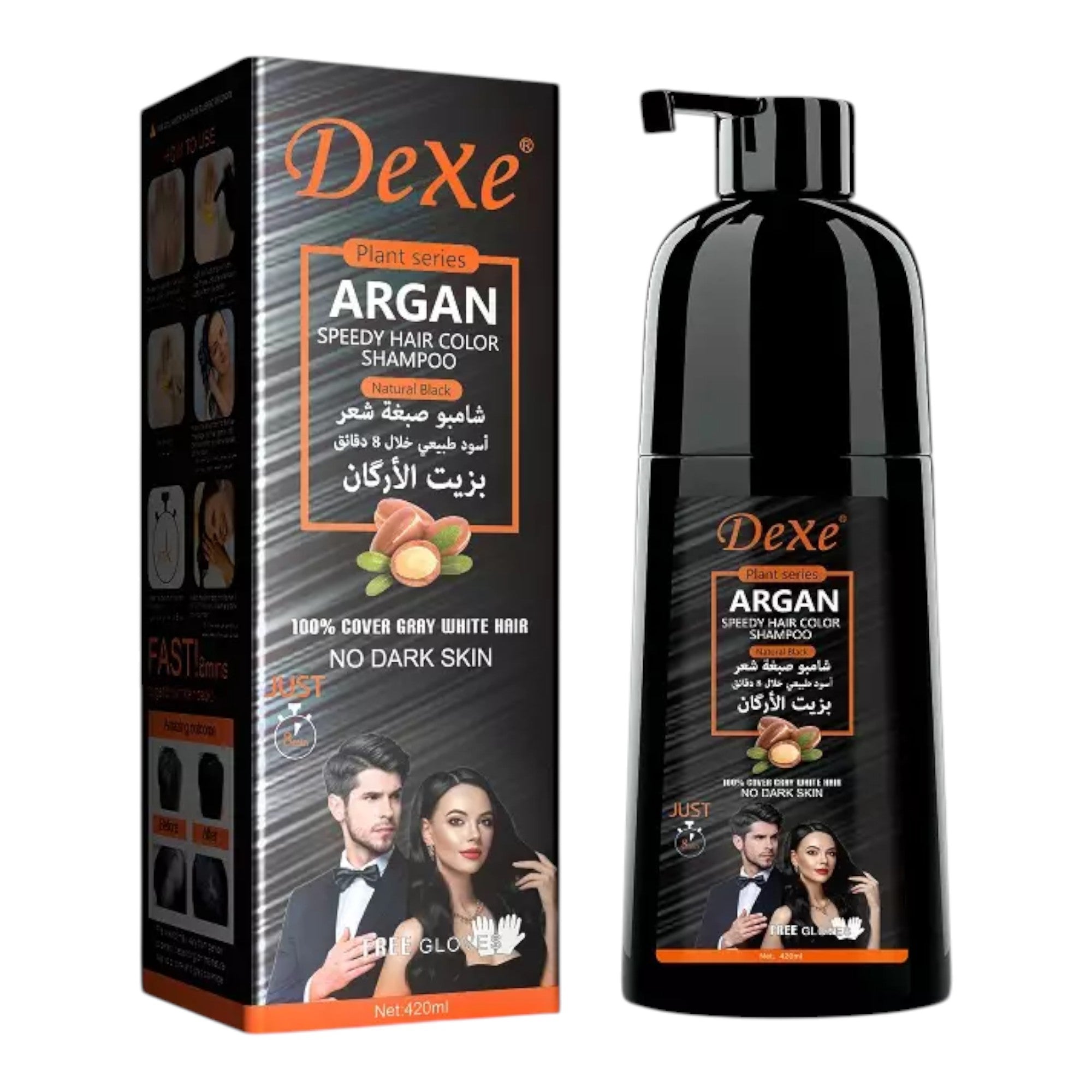 Dexe - Argan Speedy Hair Colour Shampoo Natural Black 420ml