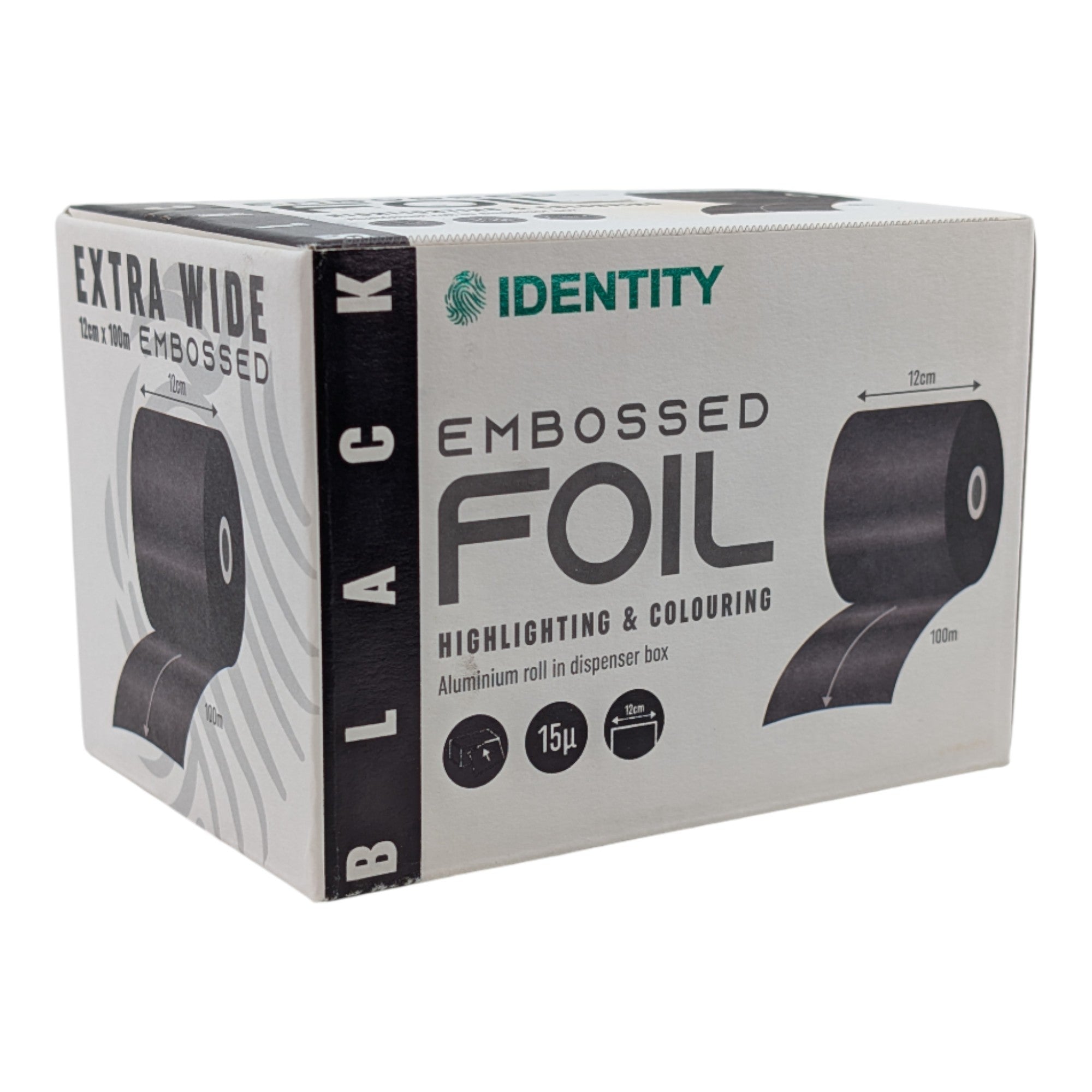 Identity - Extra Wide Foil Embossed 120mm x 100m - Matte Black