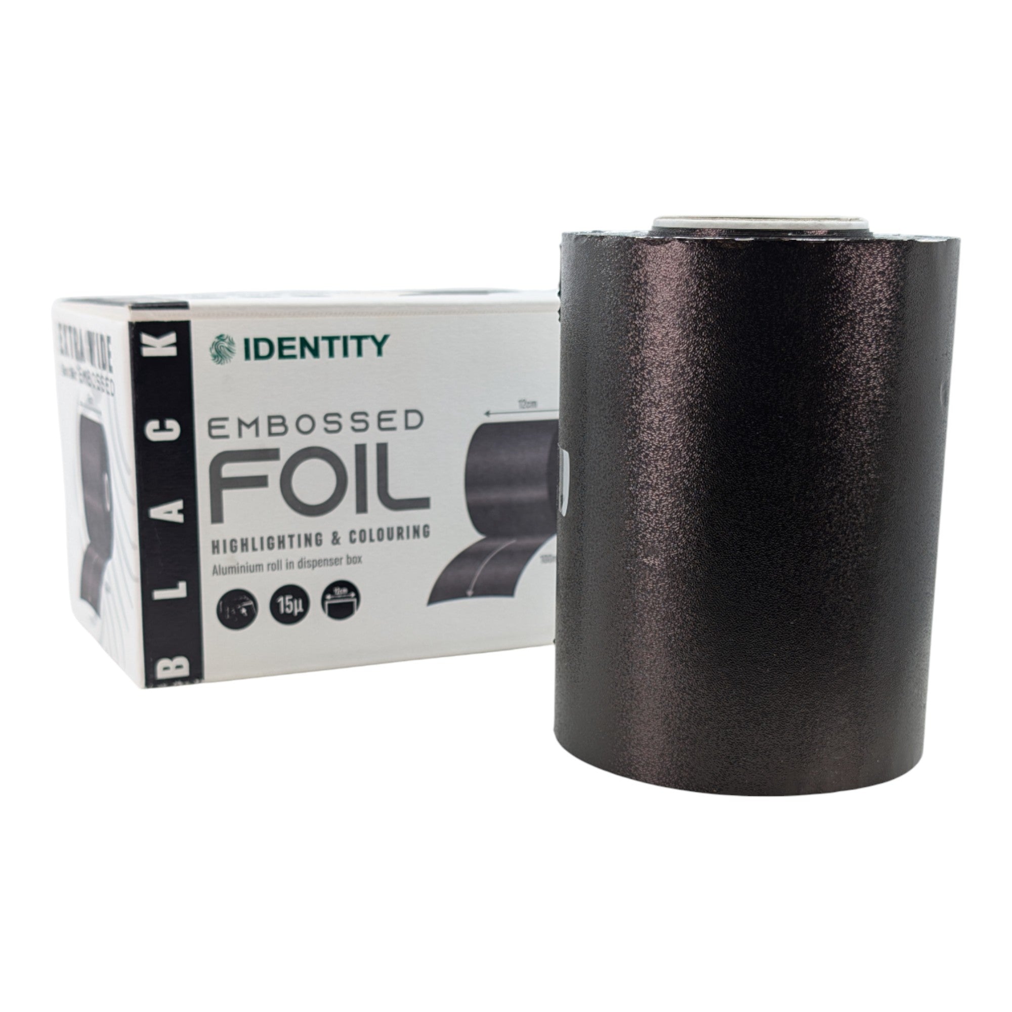 Identity - Extra Wide Foil Embossed 120mm x 100m - Matte Black