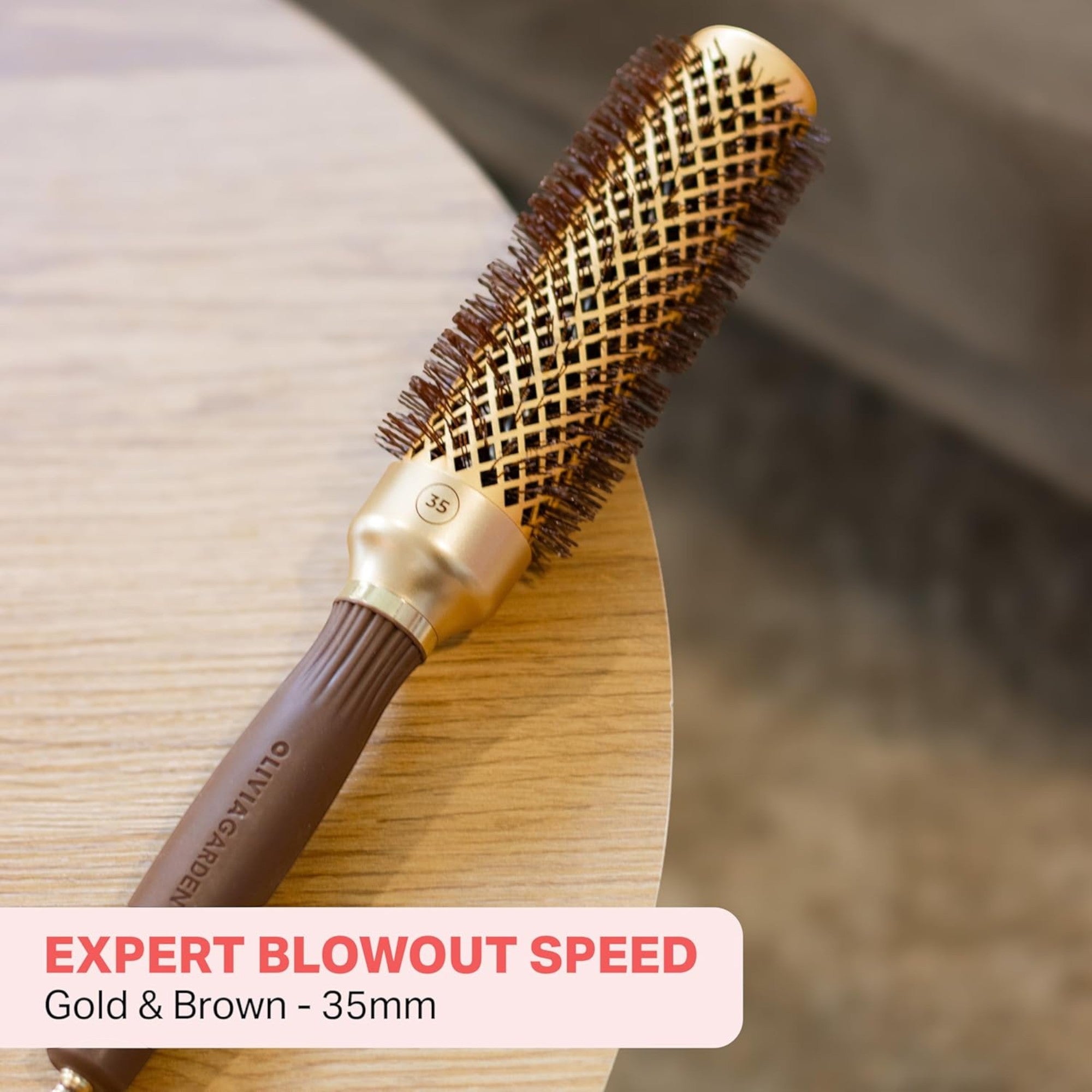 Olivia Garden - Expert Blowout Shine Wavy Bristles Gold & Brown 35mm
