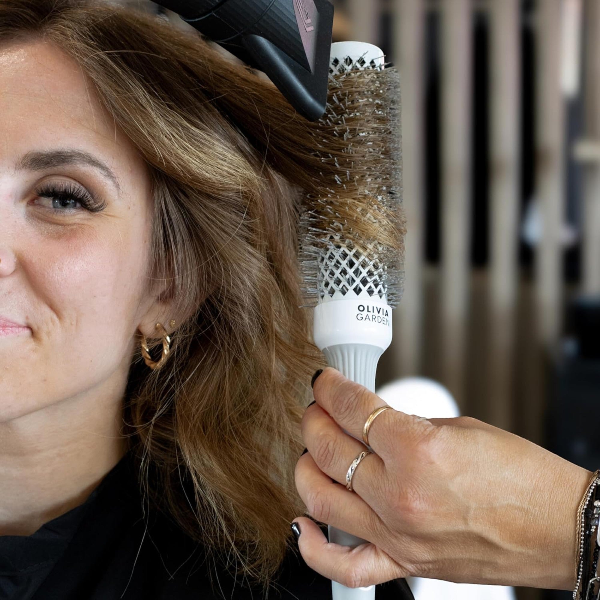 Olivia Garden - Expert Blowout Speed Wavy Bristles White & Grey 35mm