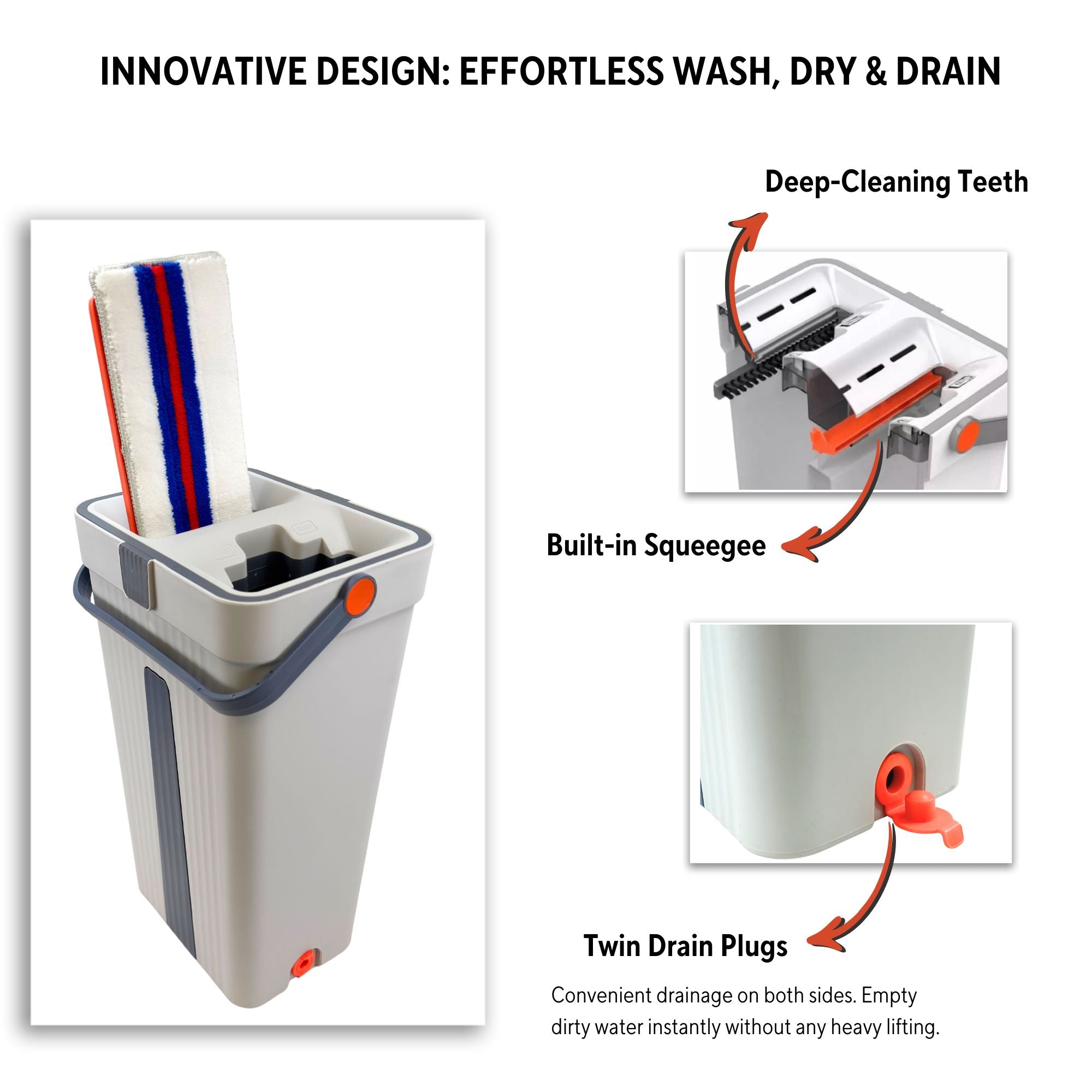 Scratch - Dual-Chamber Mop & Bucket System with 3 Washable Microfibre