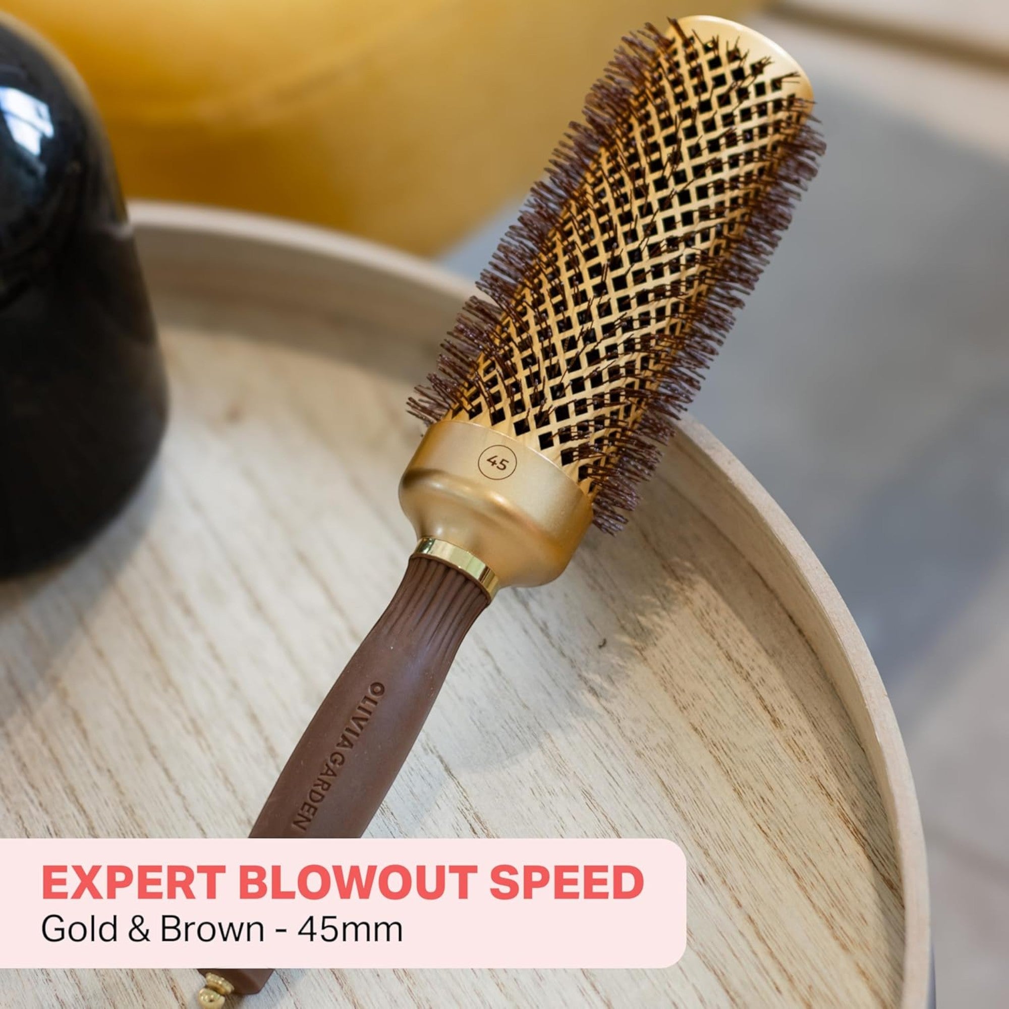 Olivia Garden - Expert Blowout Shine Wavy Bristles Gold & Brown 45mm