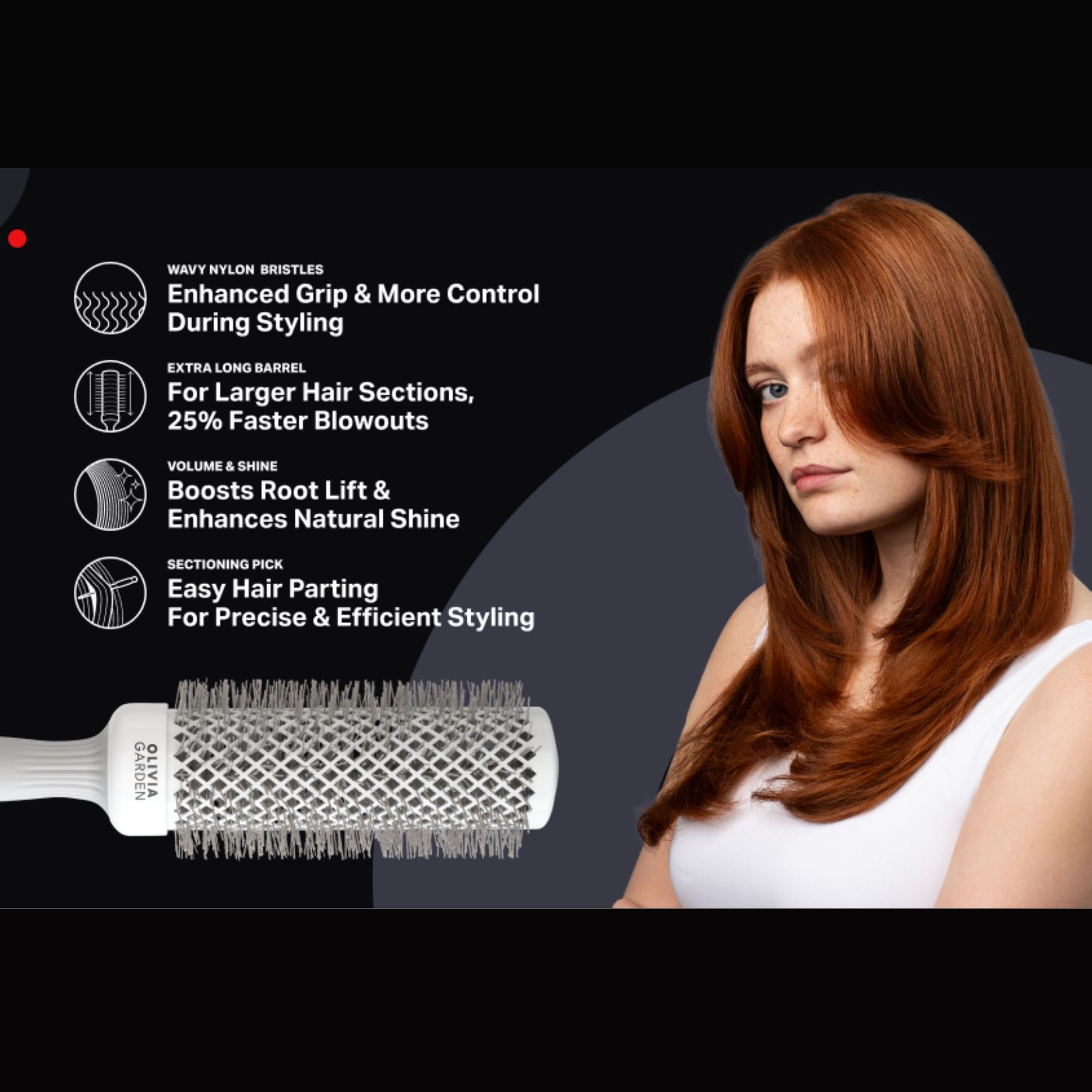 Olivia Garden - Expert Blowout Speed Wavy Bristles White & Grey 45mm