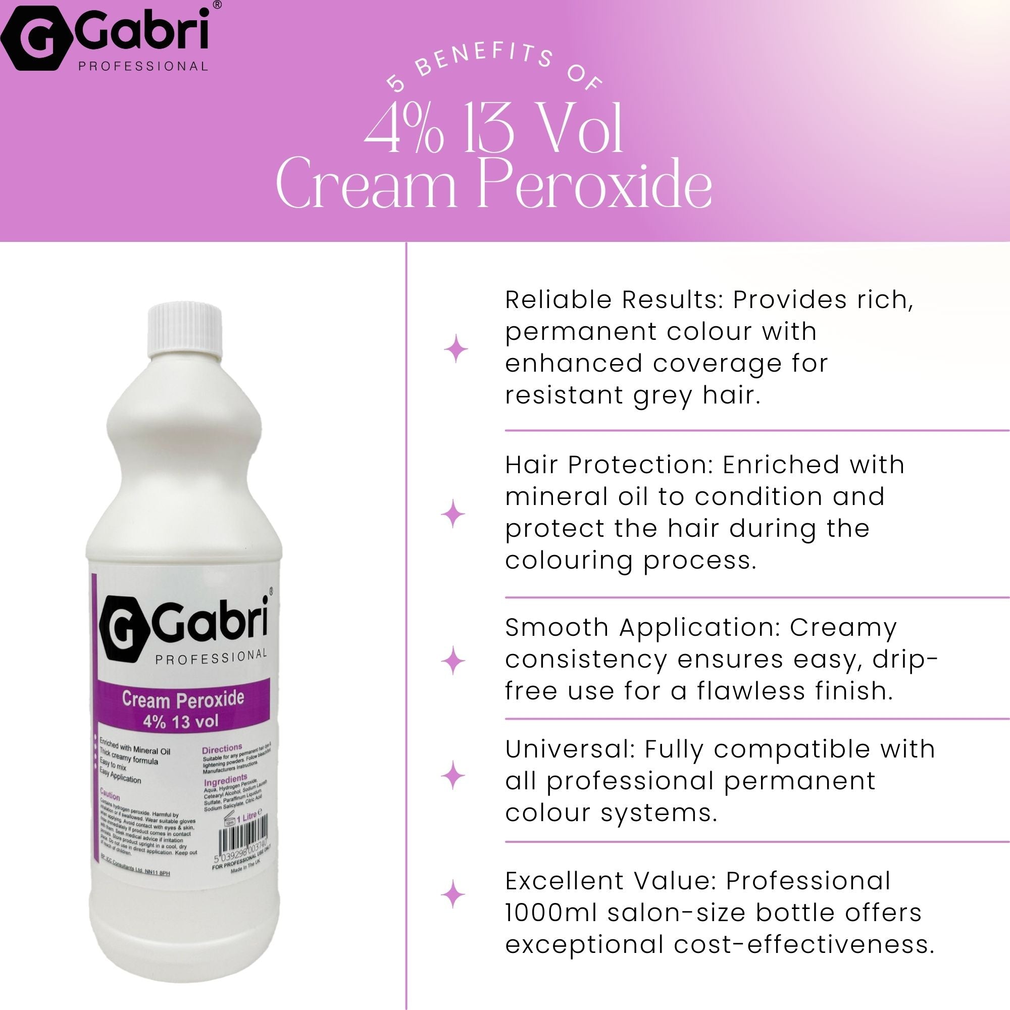 Gabri Professional - Cream Peroxide 4% 13 Vol 1000ml