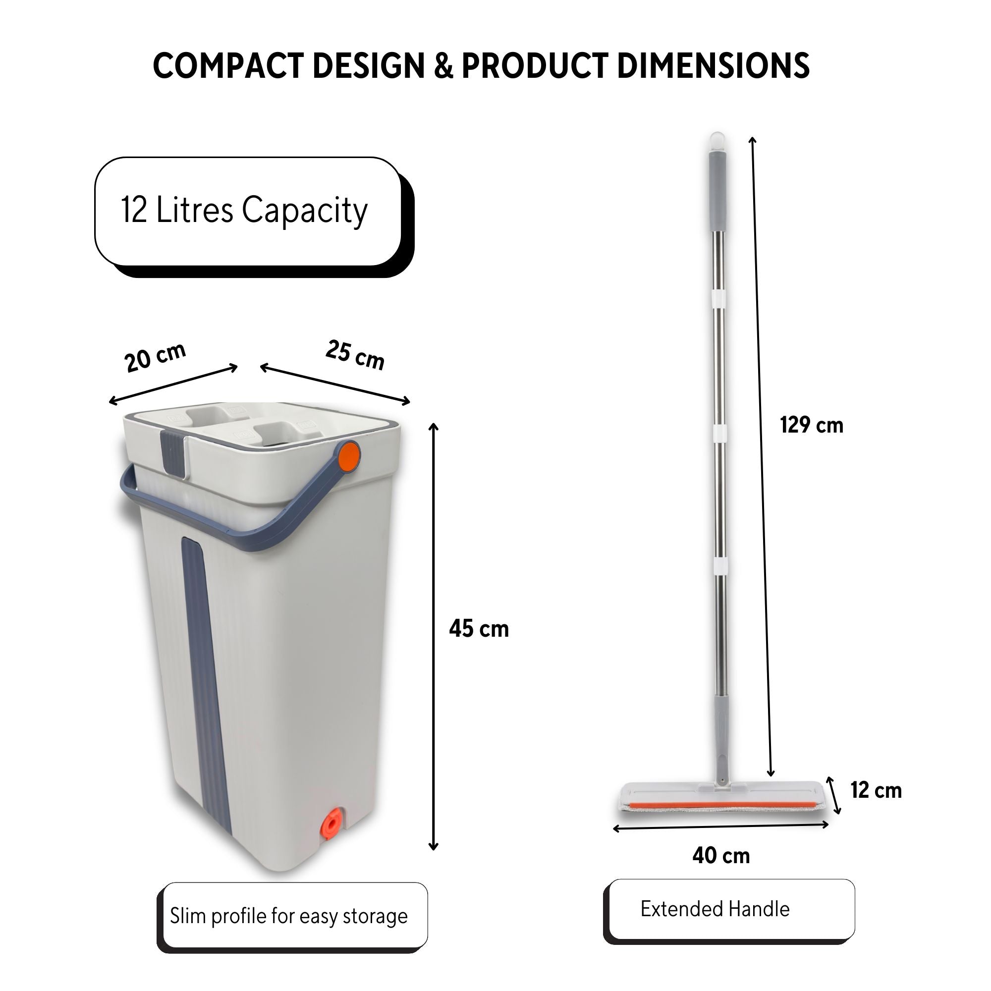 Scratch - Dual-Chamber Mop & Bucket System with 3 Washable Microfibre