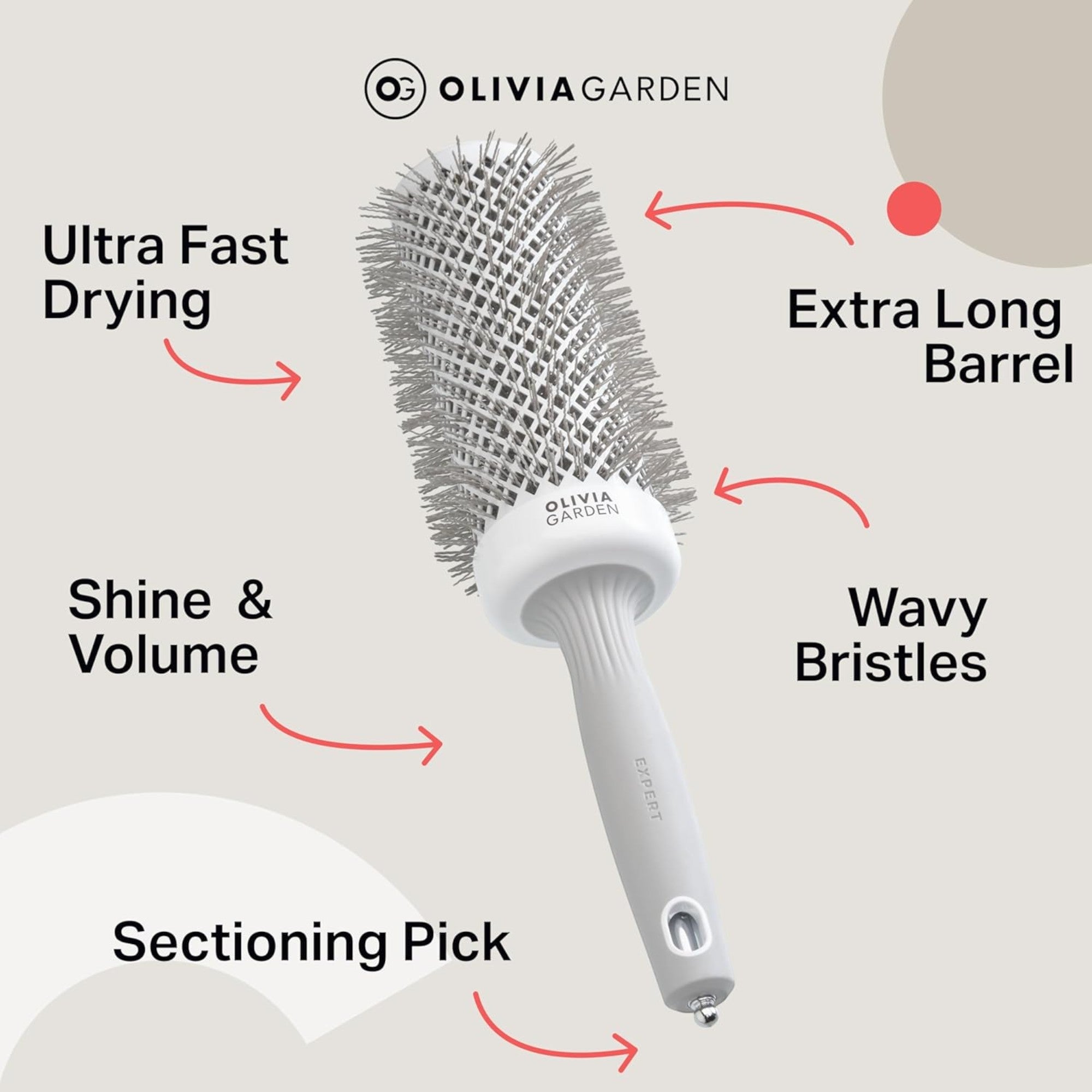 Olivia Garden - Expert Blowout Speed Wavy Bristles White & Grey 55mm