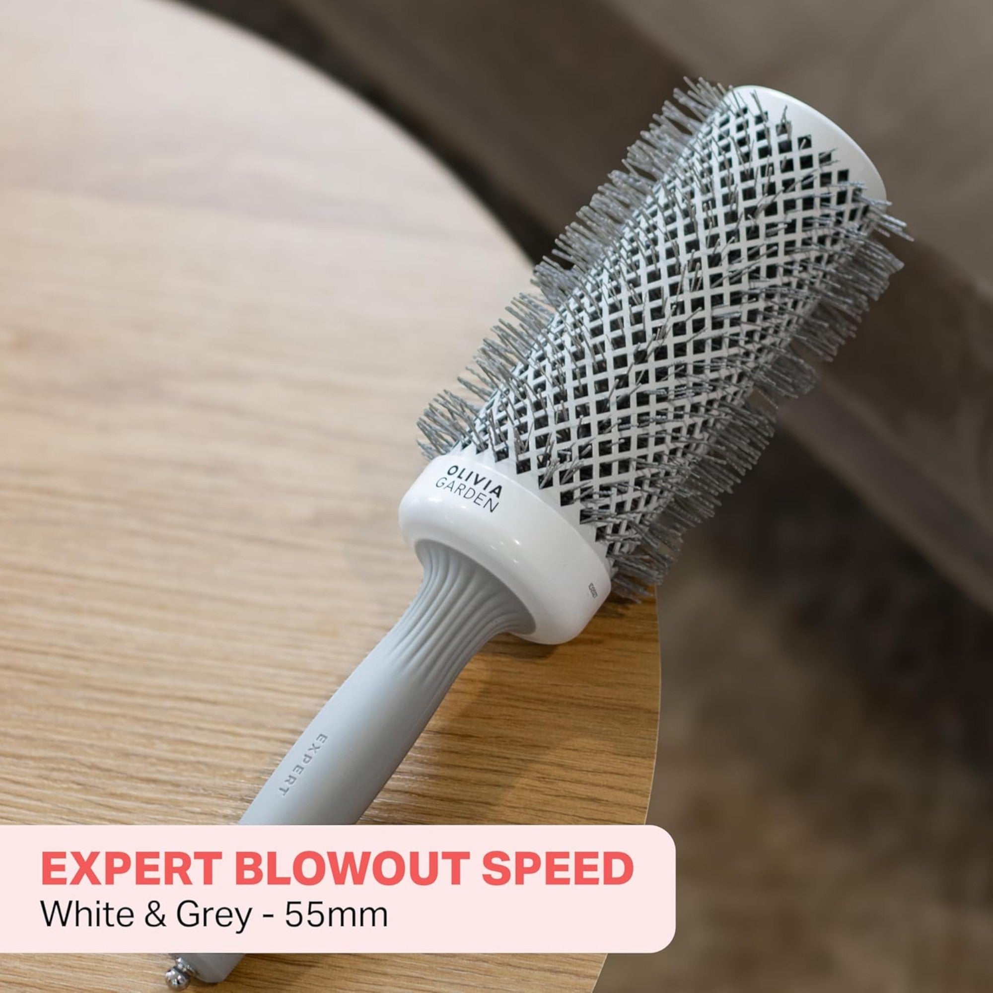 Olivia Garden - Expert Blowout Speed Wavy Bristles White & Grey 55mm