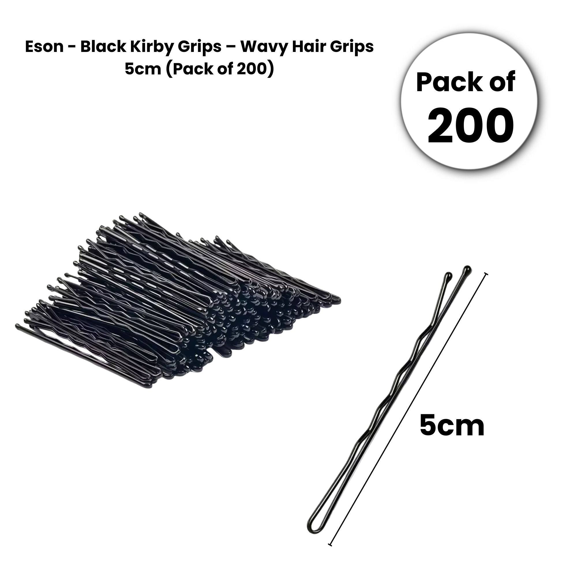 Eson - Black Kirby Grips – Wavy Hair Grips 5cm