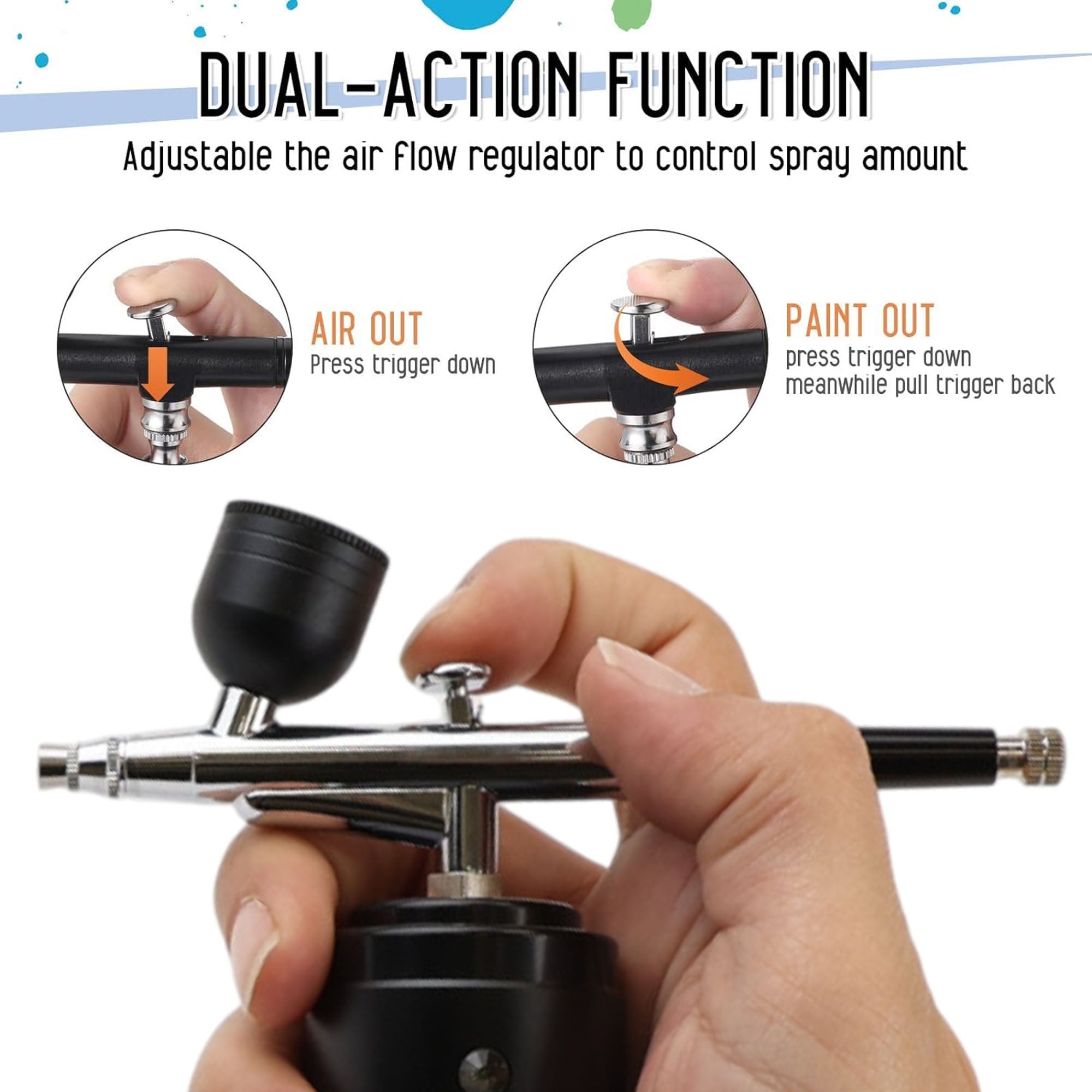 Eson - Cordless Airbrush Kit Portable Mini Airbrush Gun with Compressor Black