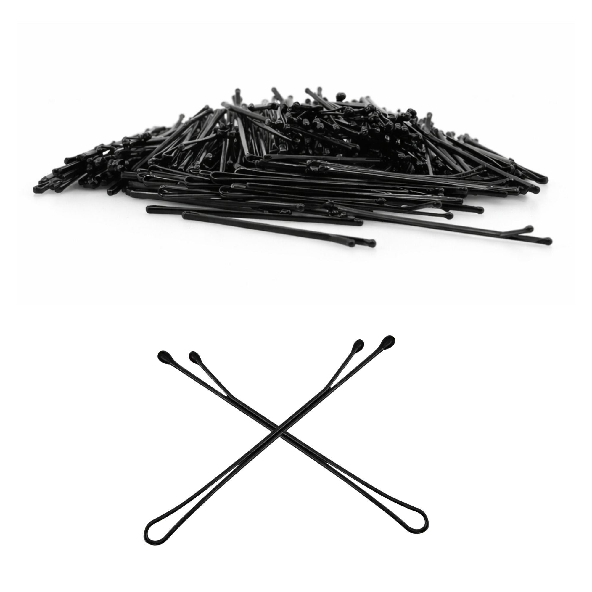 Eson - Black Flat Hair Pins – Ball-Tipped 6cm