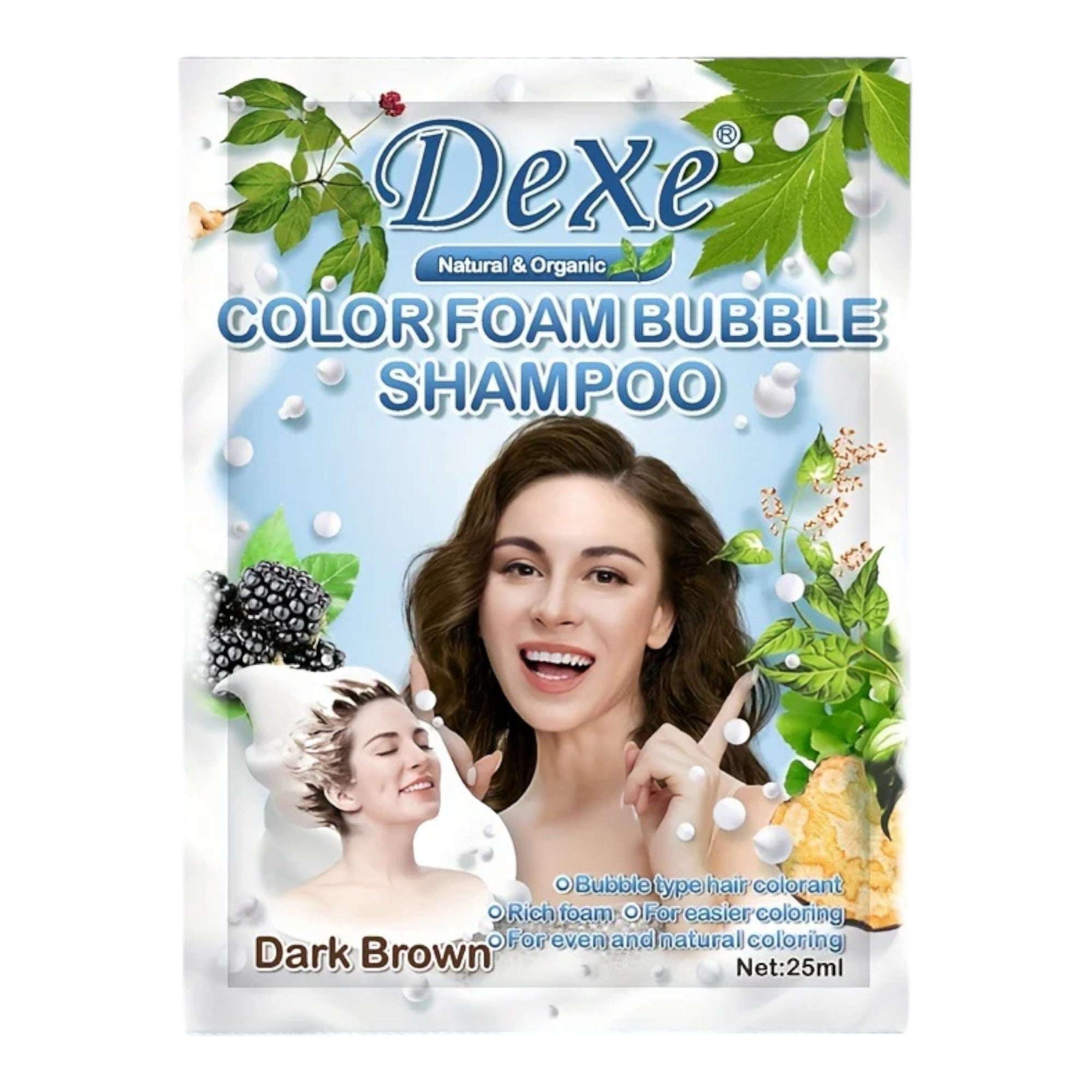 Dexe - Hair Colour Foam Bubble Shampoo Dark Brown 25ml Sachets x10