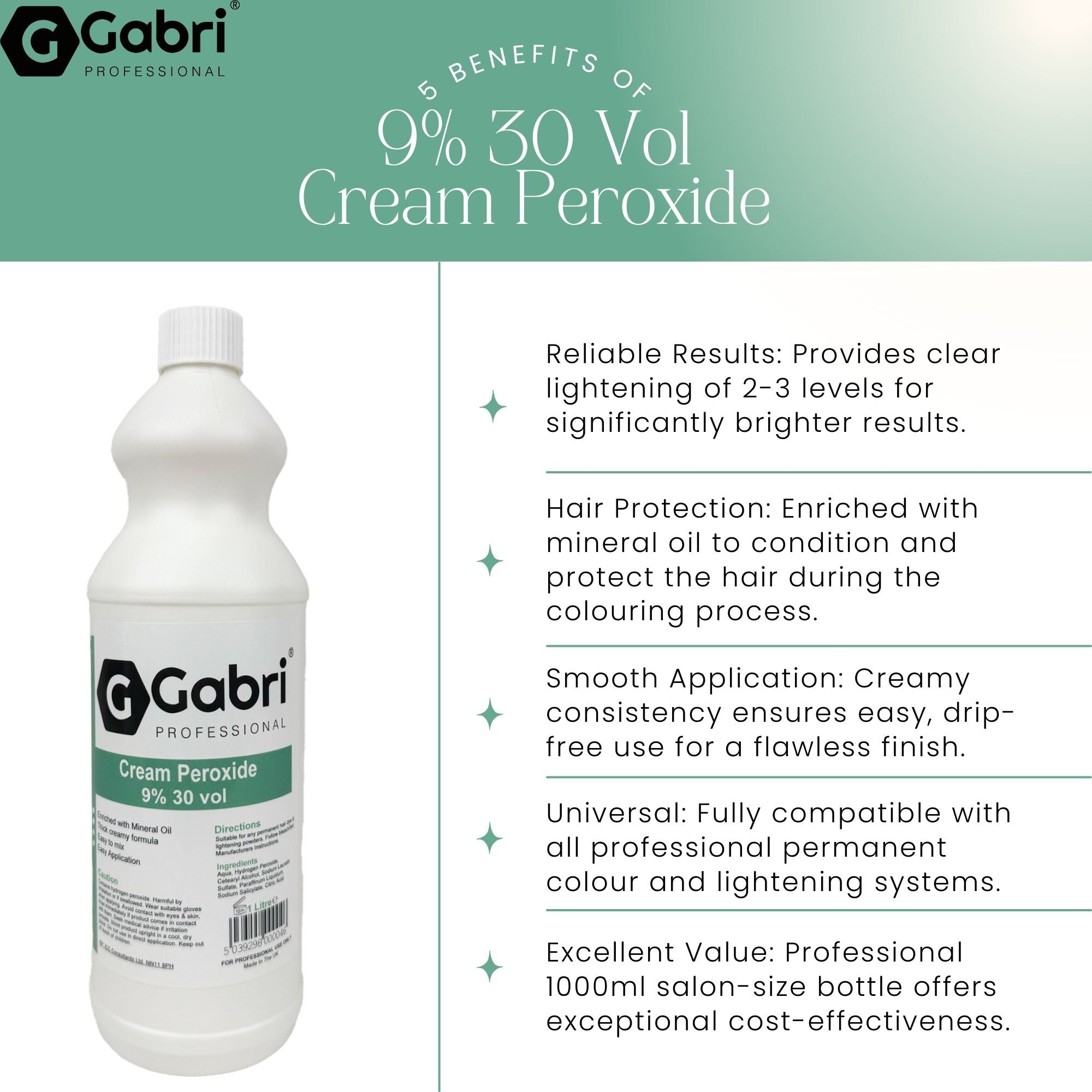 Gabri Professional - Cream Peroxide 9% 30 Vol 1000ml