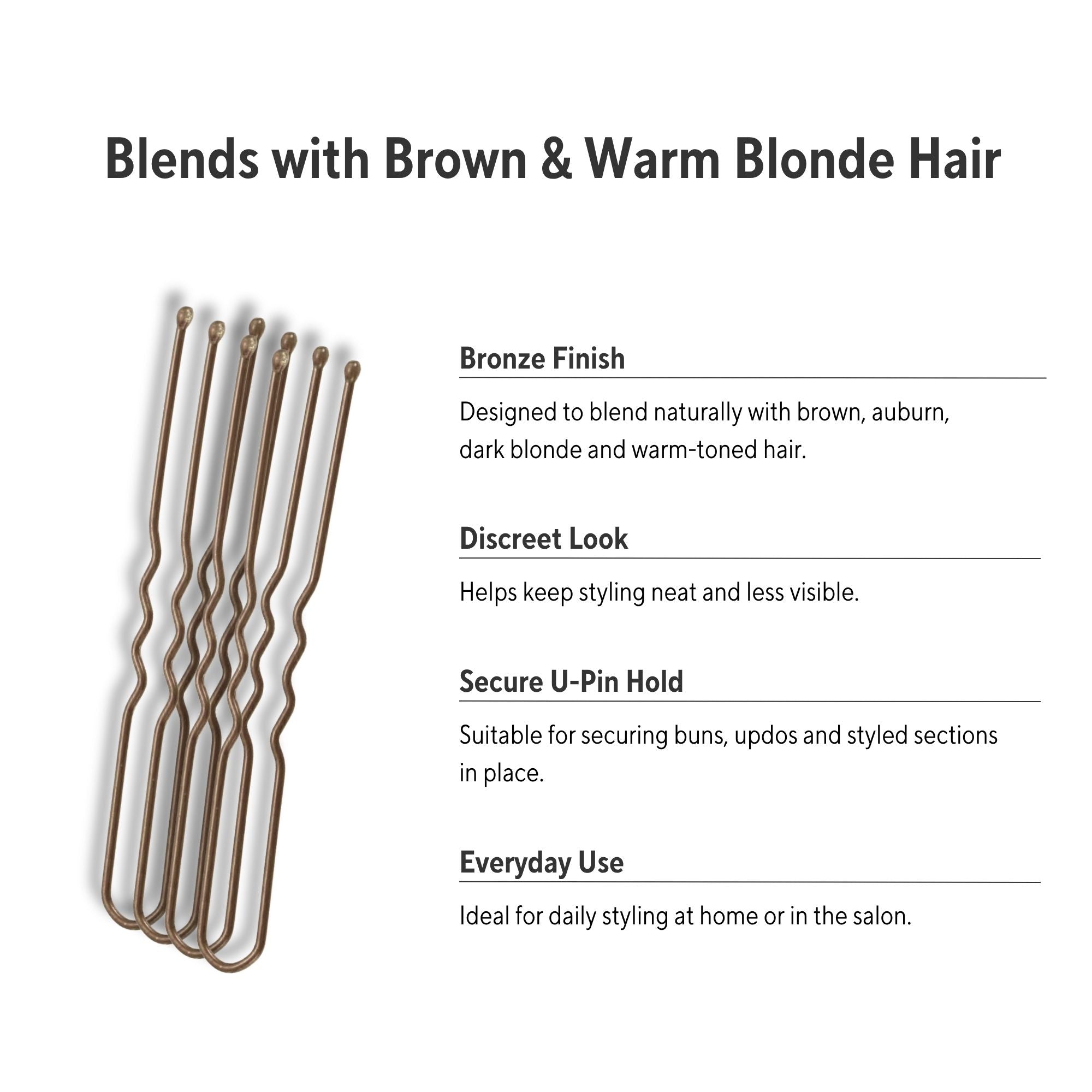 Eson - Brown Wavy U-Pins – Bun & Updo Hair Pins 5cm