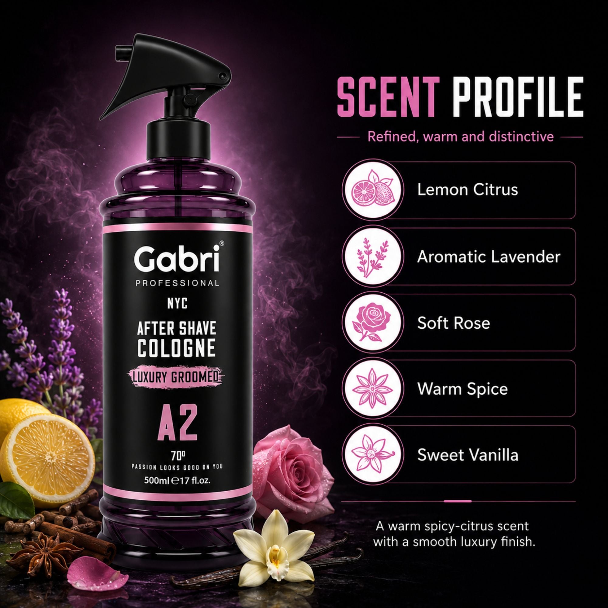 Gabri Professional - A2 After Shave Cologne Luxury Groomed 500ml