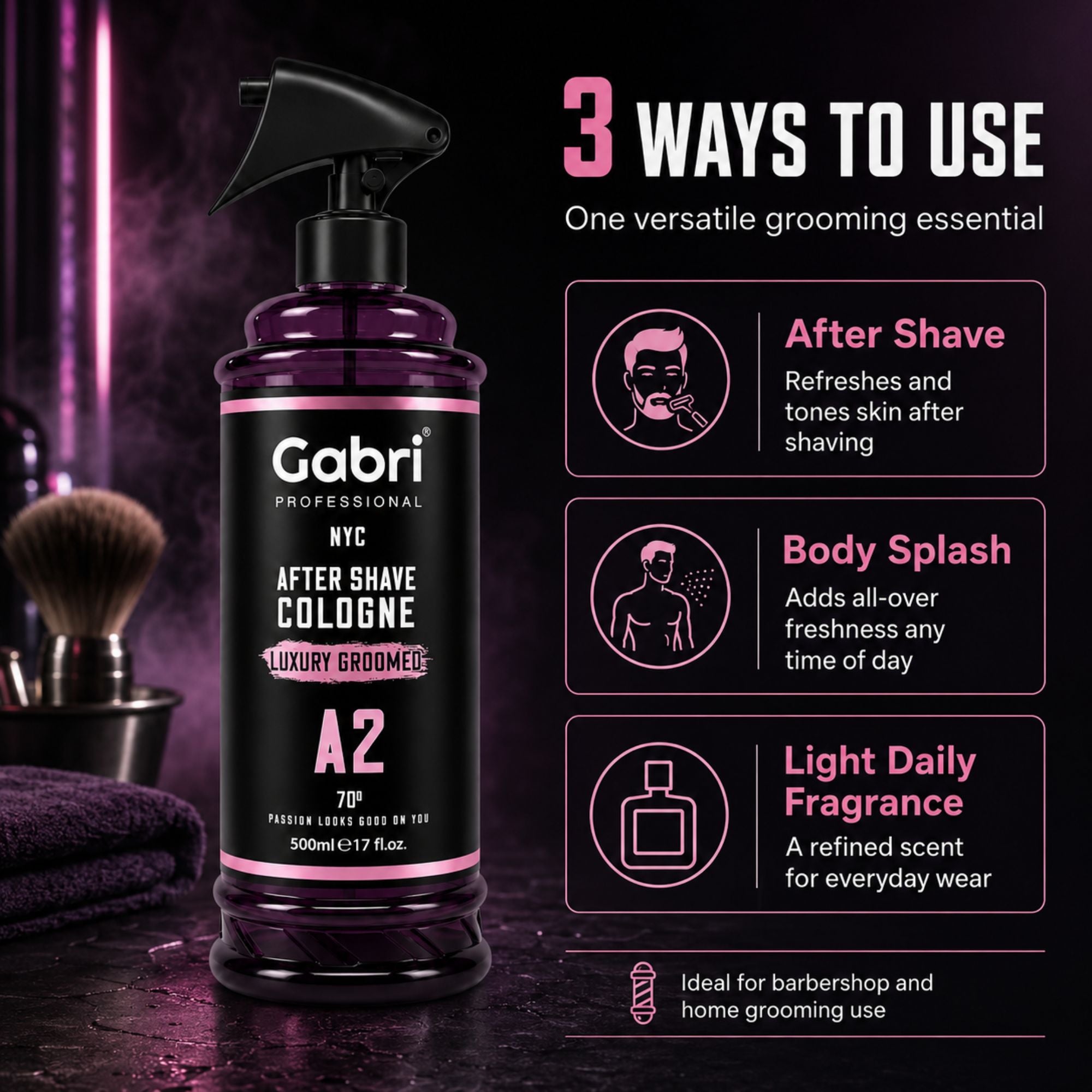 Gabri Professional - A2 After Shave Cologne Luxury Groomed 500ml