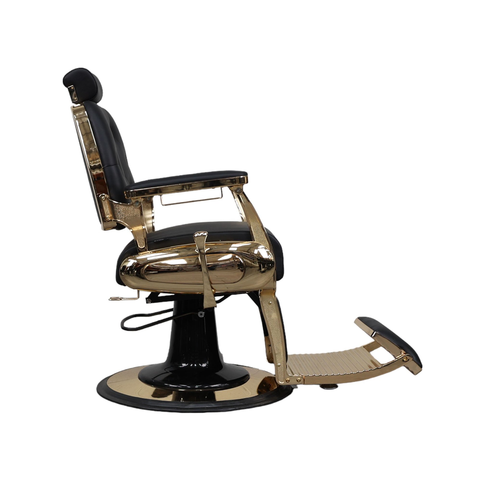 Barber Chair - Luxurious Belmont Black & Gold Accents