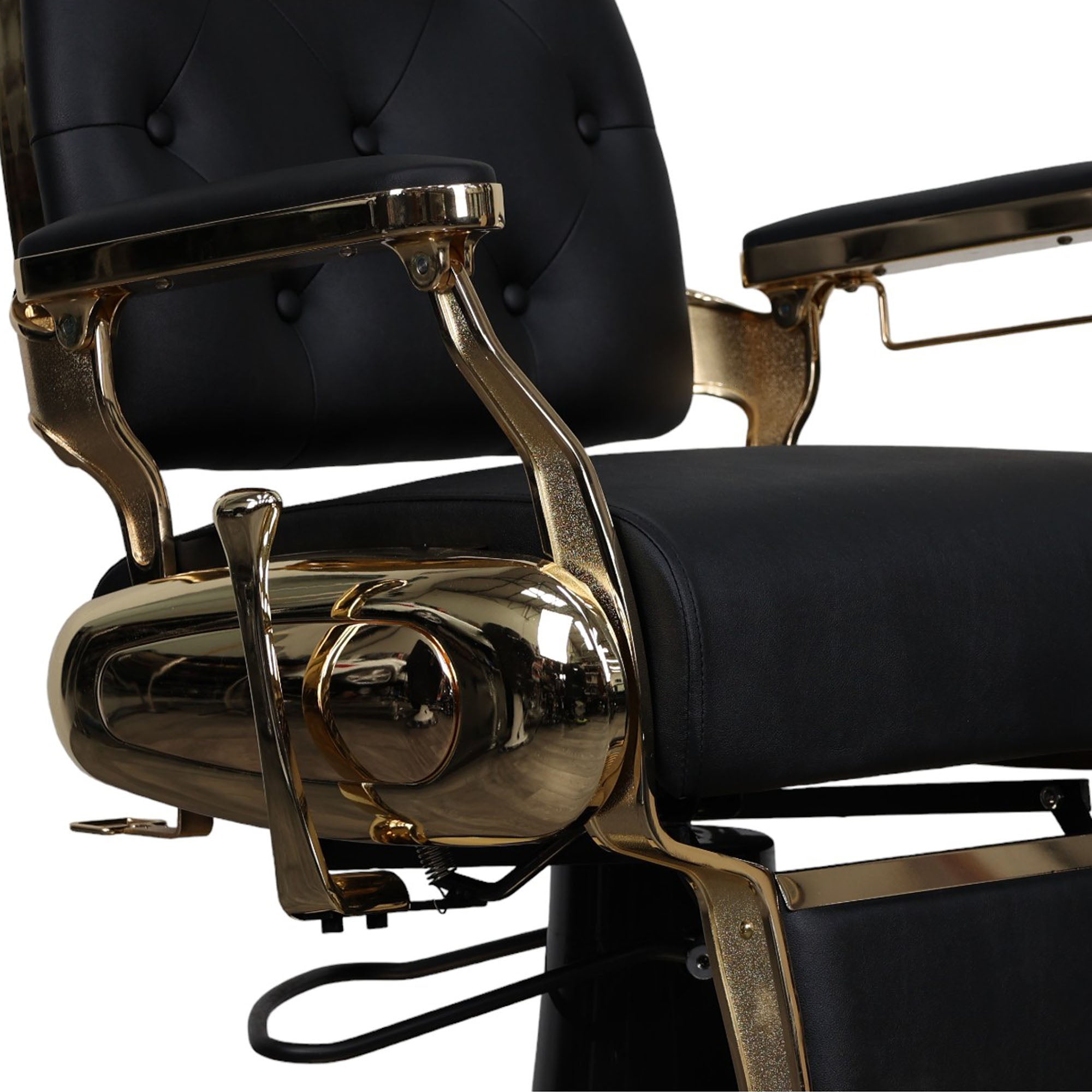 Barber Chair - Luxurious Belmont Black & Gold Accents