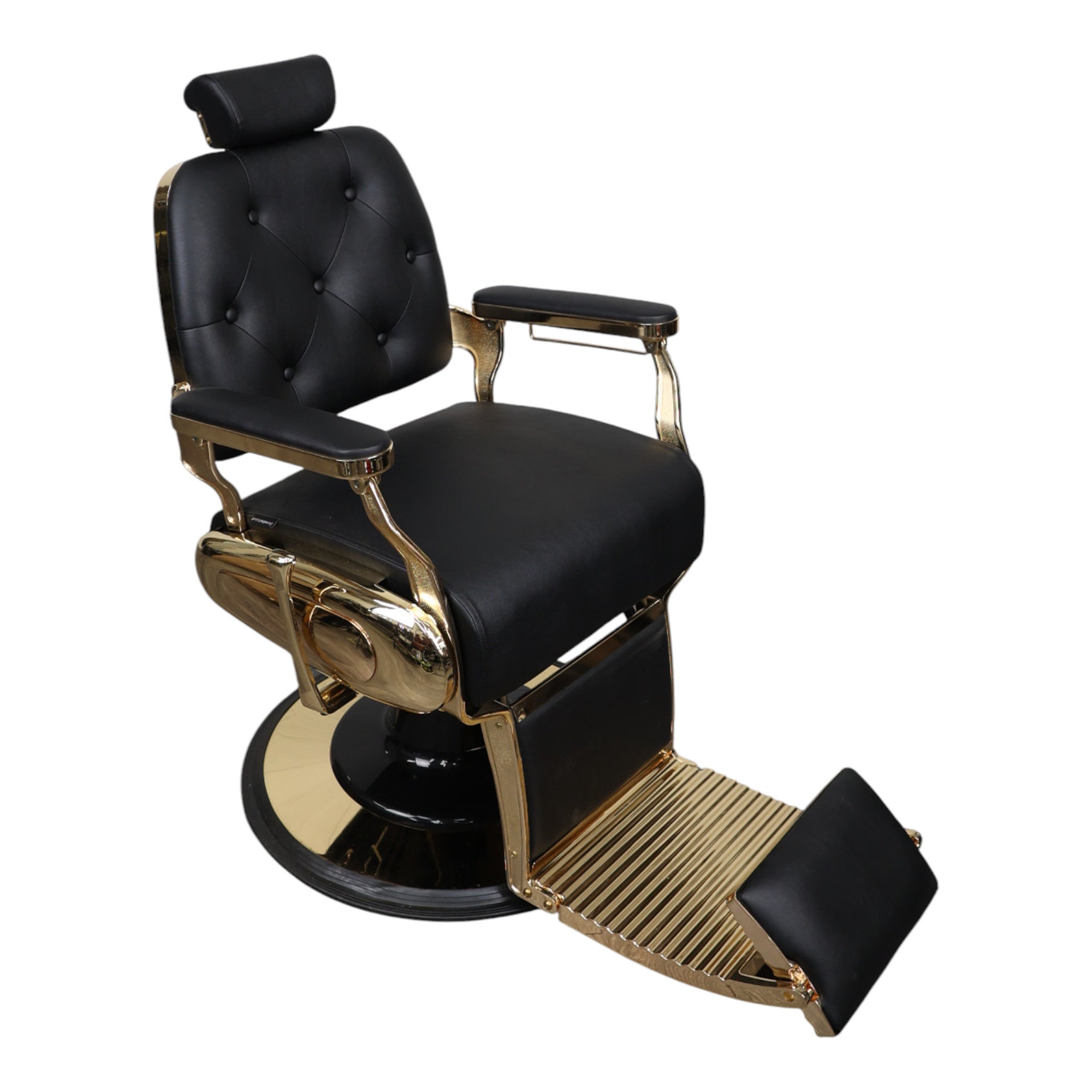Barber Chair - Luxurious Belmont Black & Gold Accents