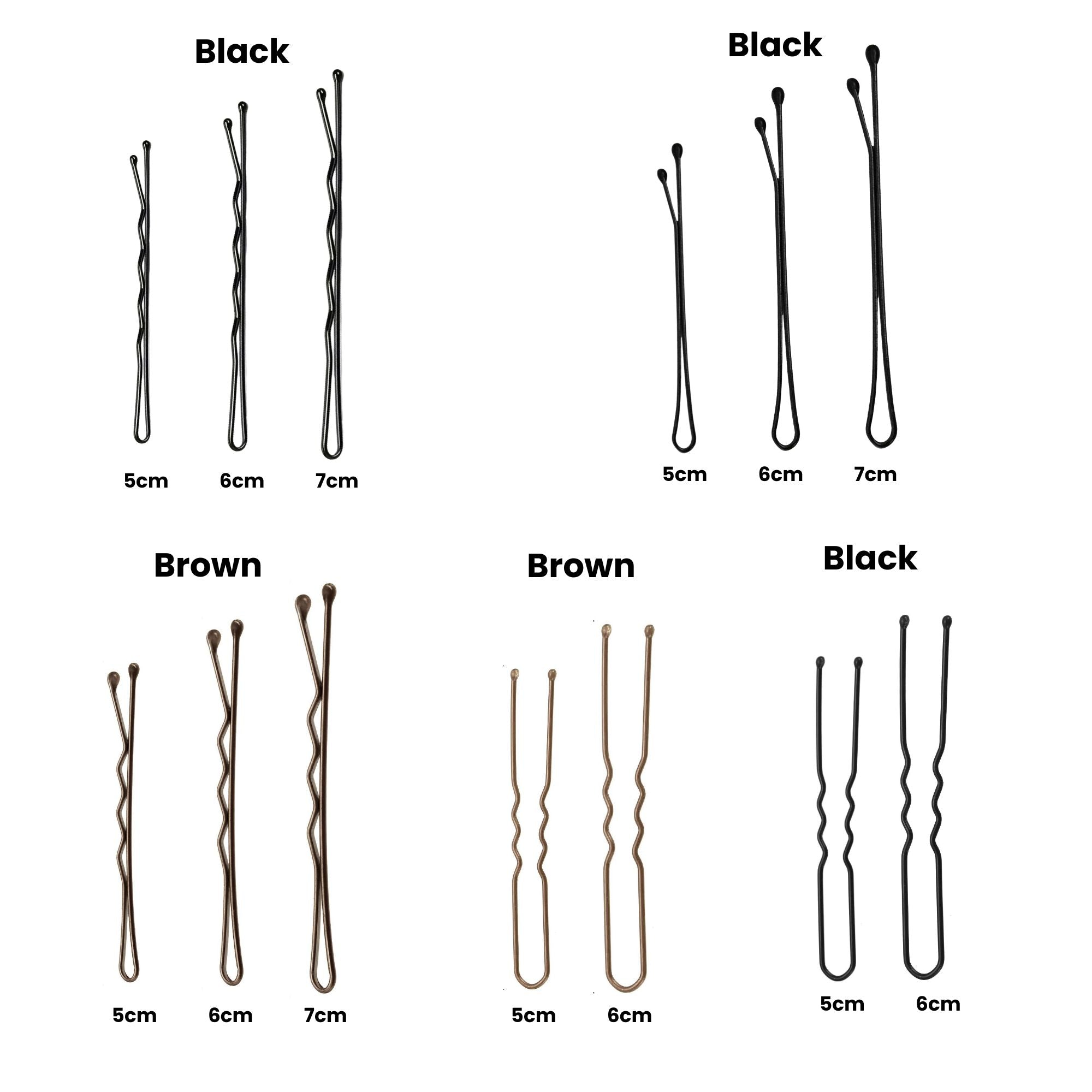 Eson - Black Wavy U-Pins – Bun & Updo Hair Pins 5cm