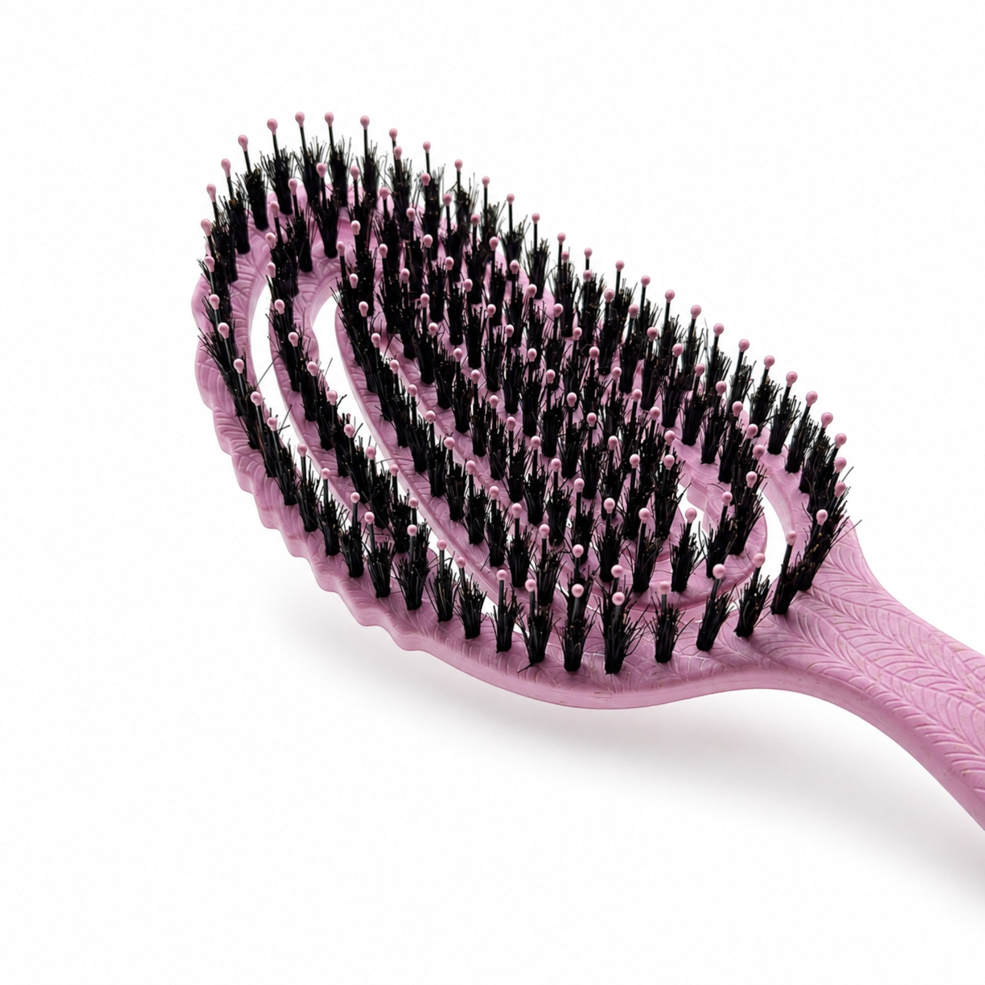 B.You - Boar Bristle Detangler Wheat Straw Brush Pastel Bloom Pink