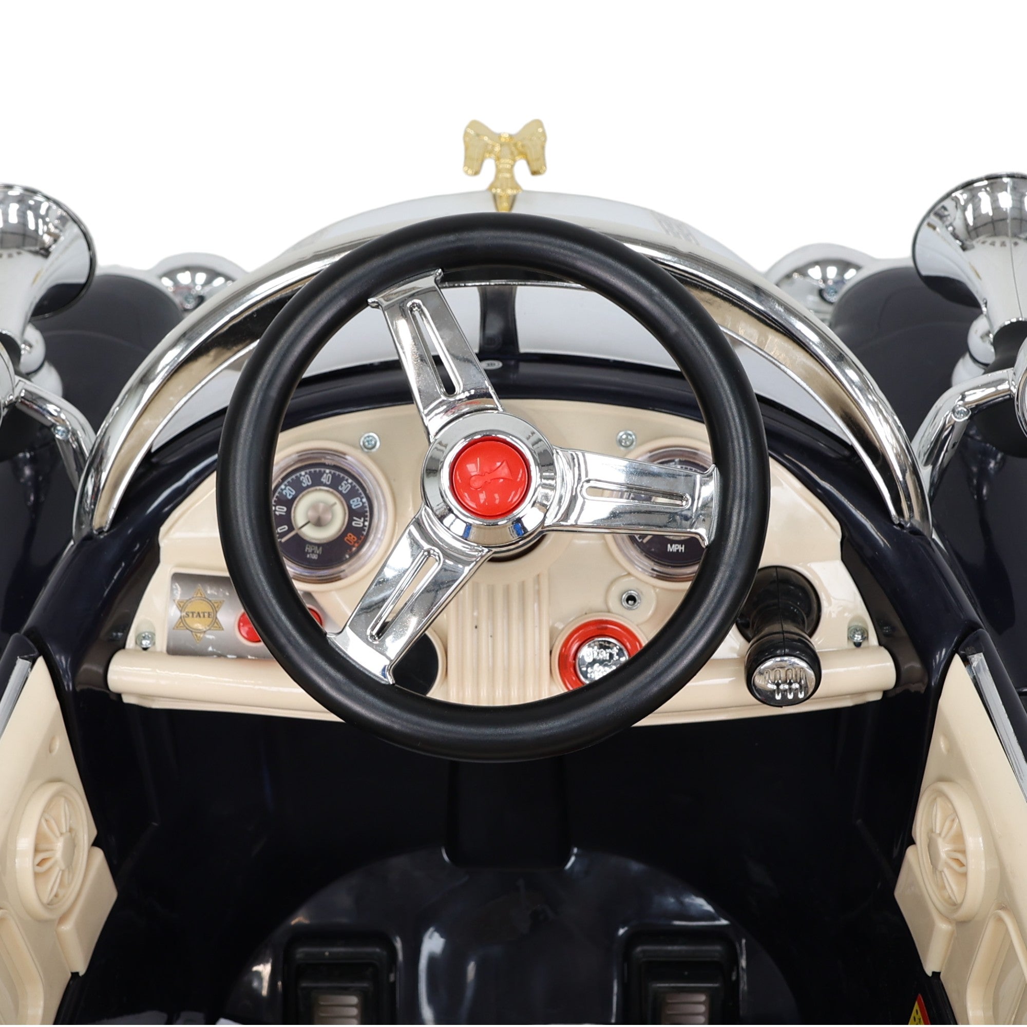 Kids Barber Chairs - Retro Police Car Navy Blue