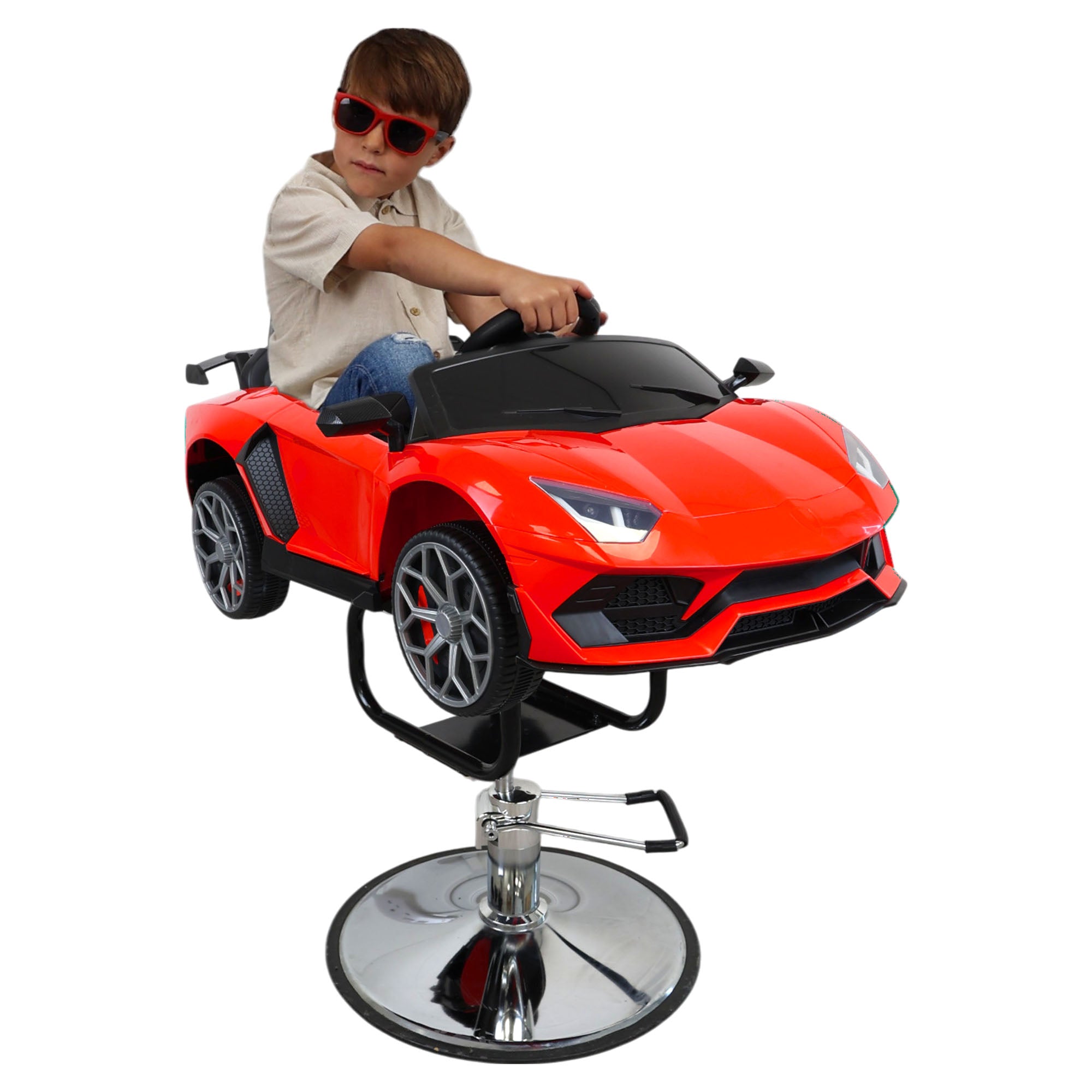 Kids Barber Chairs - Luxury Supercar Style Red