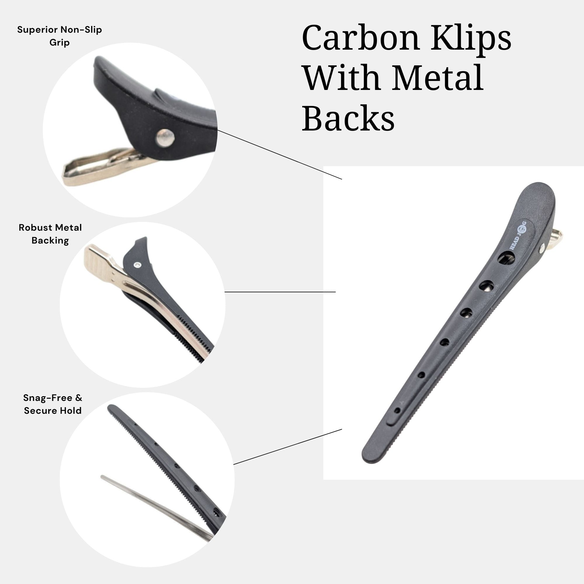 Head Jog - Carbon Klips With Metal Backs 6pcs