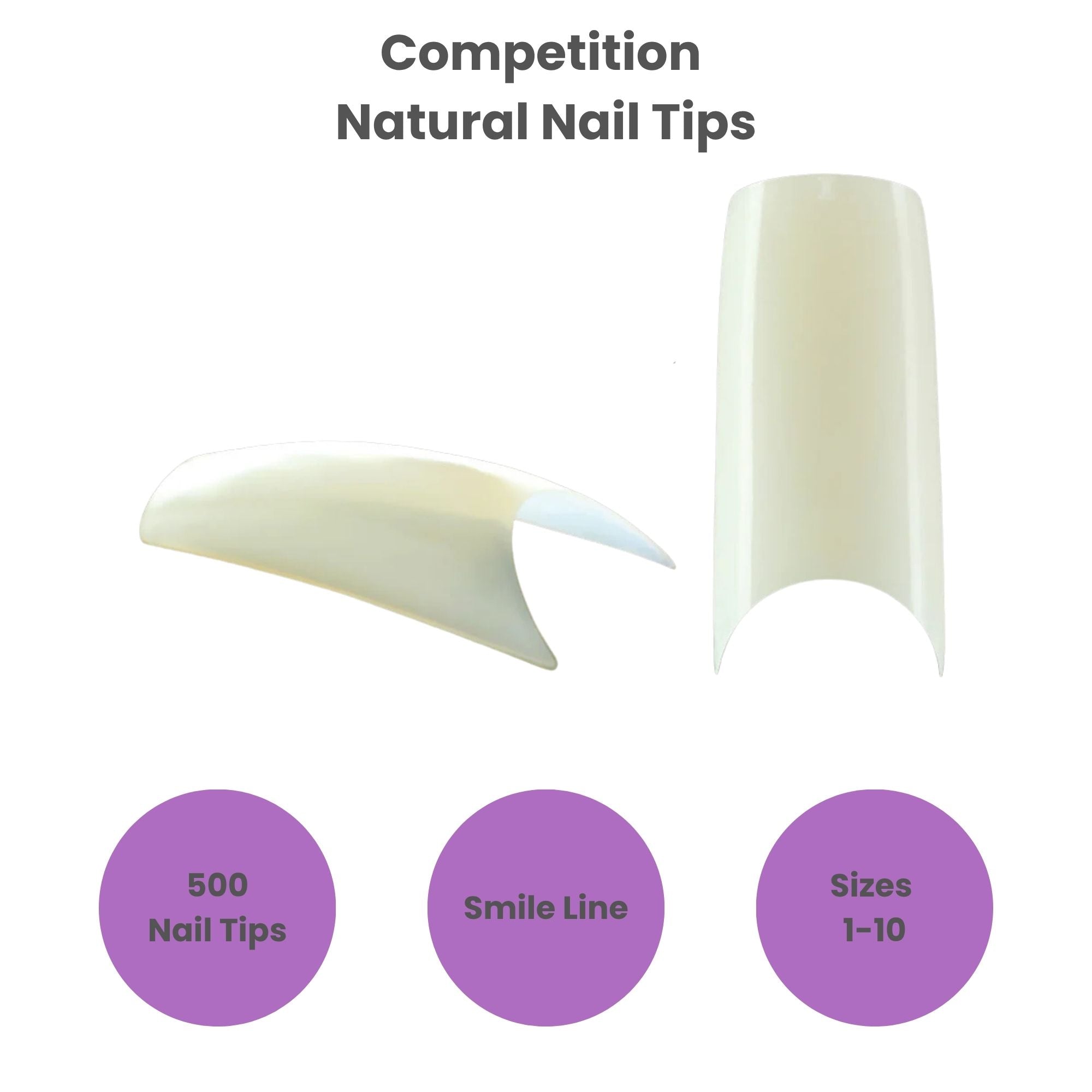 Gelluv - Competition Natural Nail Tips 1-10 Sizes 500pcs