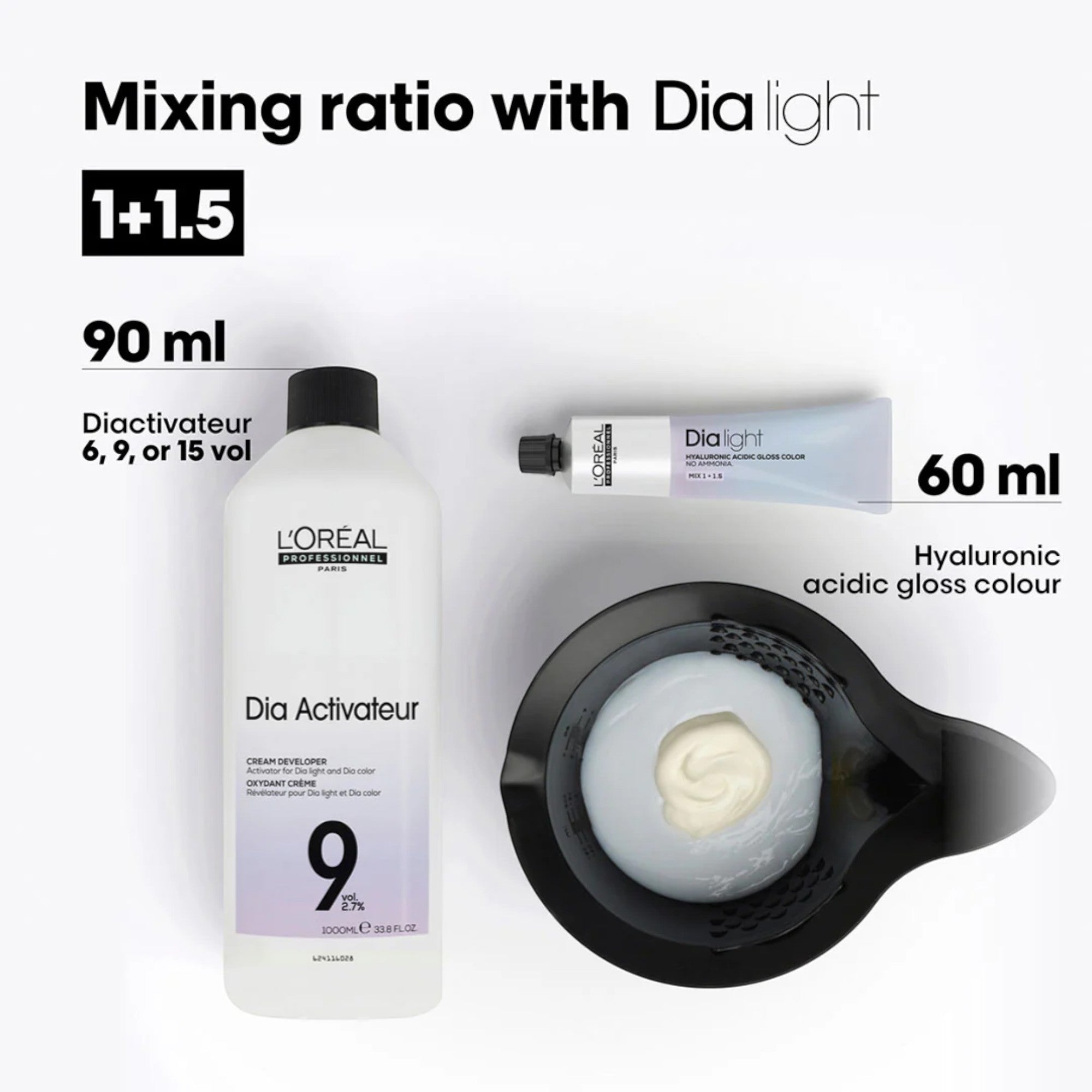 Loreal Professionnel - Dia Light Demi Permanent Hyaluronic Acidic Gloss Colour Matte Series 60ml