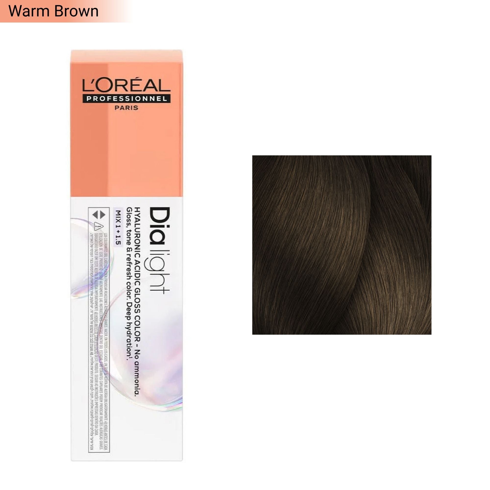 Loreal Professionnel - Dia Light Demi Permanent Hyaluronic Acidic Gloss Colour Warm Brown Series 60ml
