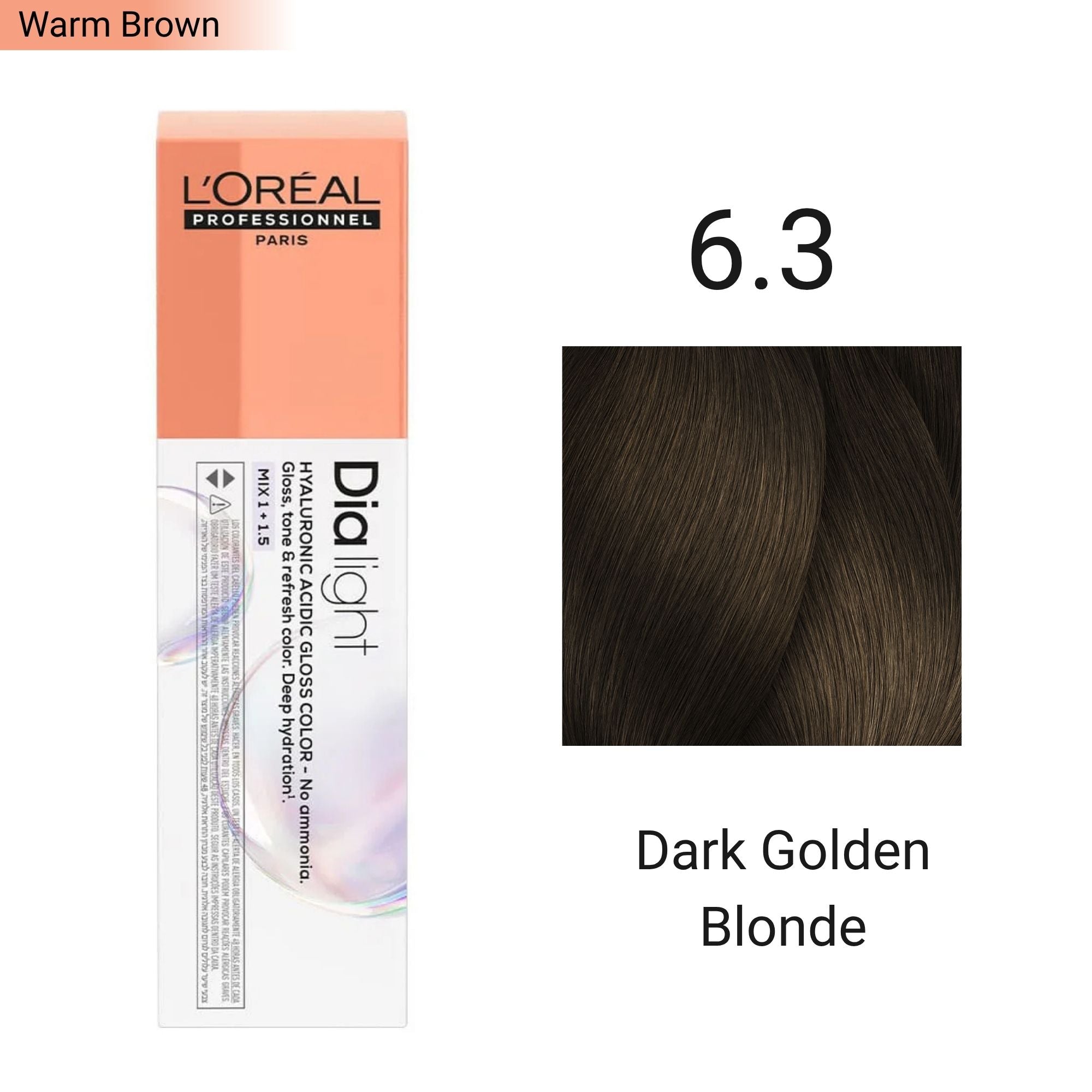 Loreal Professionnel - Dia Light Demi Permanent Hyaluronic Acidic Gloss Colour Warm Brown Series 60ml