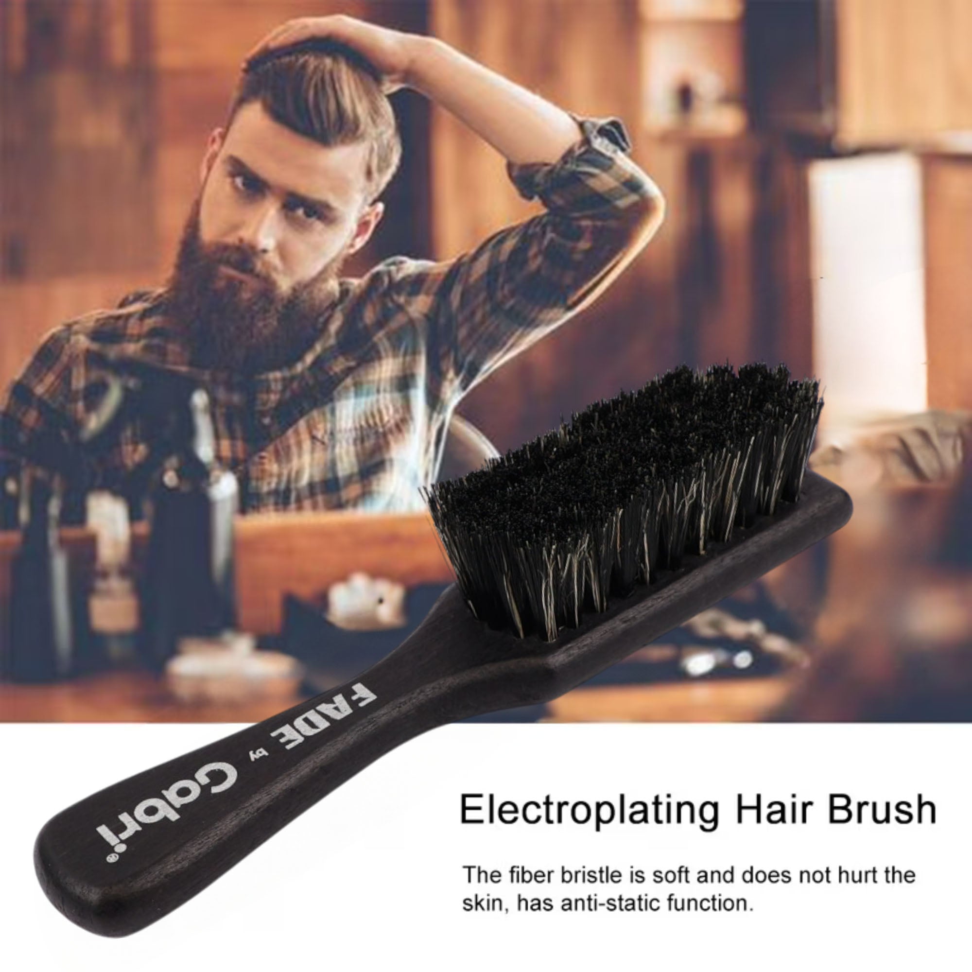 Gabri - Skin Fade Brush Silver Wooden Soft Fader