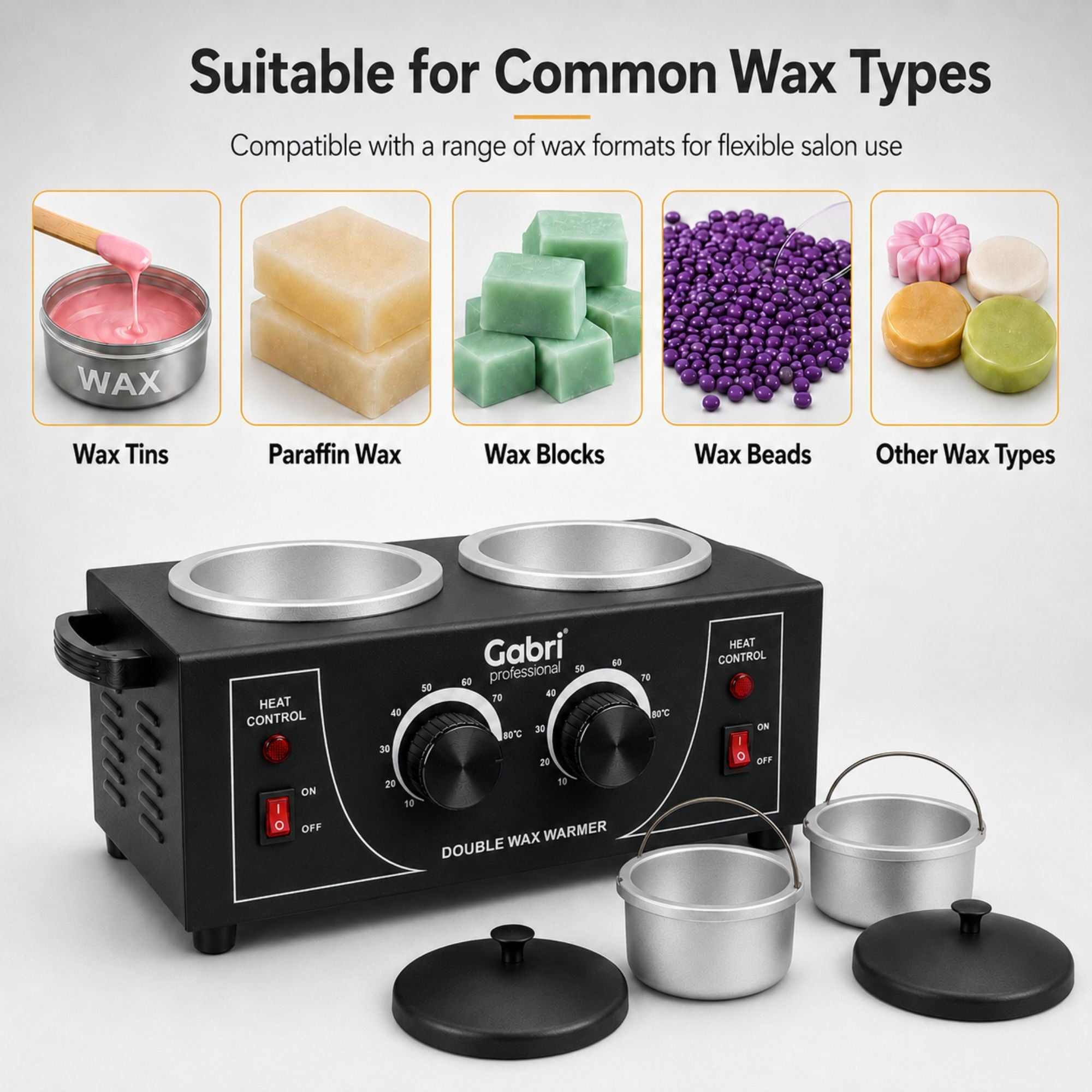 Gabri - Double Pot Wax Heater Warmer (Black)